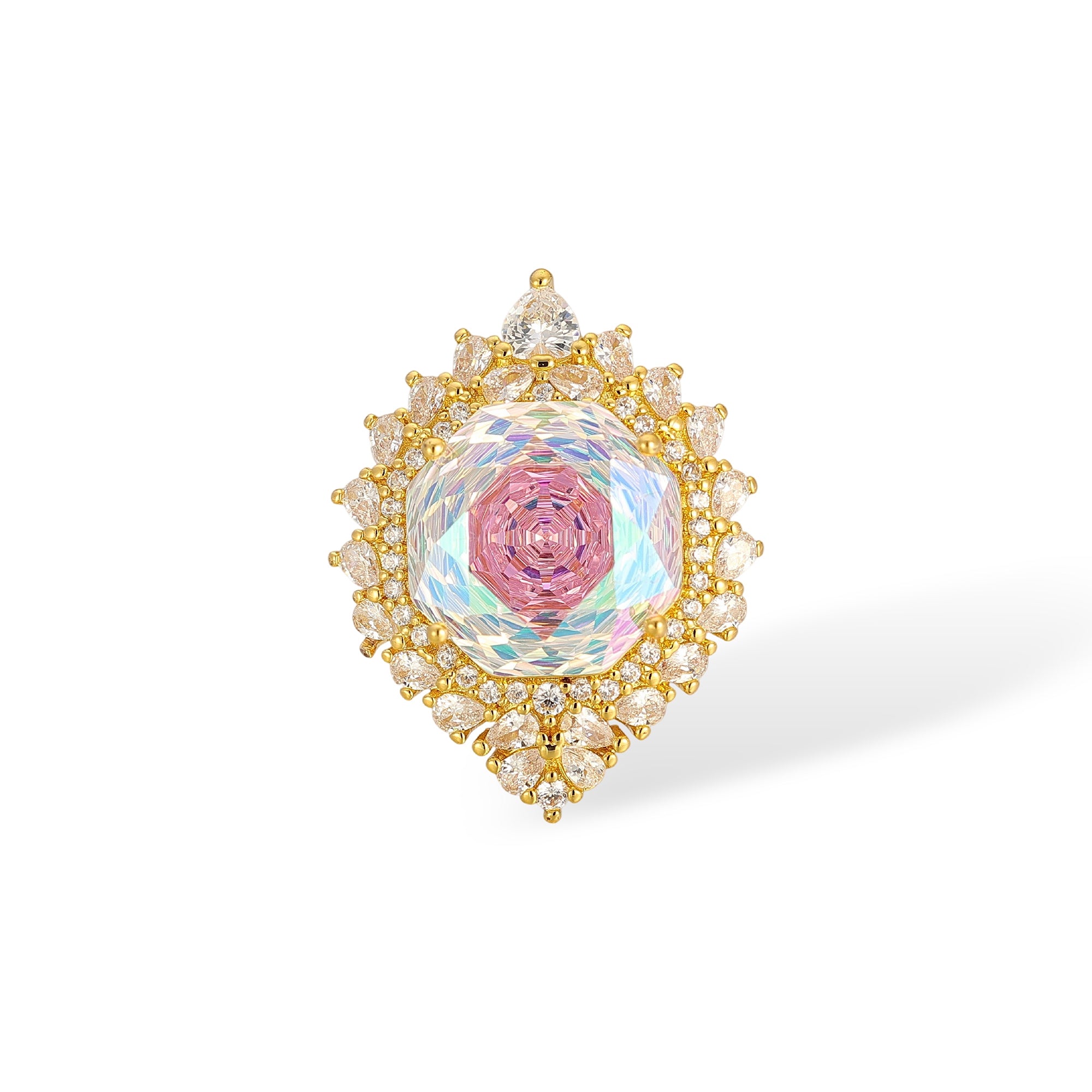 Sinja Pink Rose Floral Open Ring