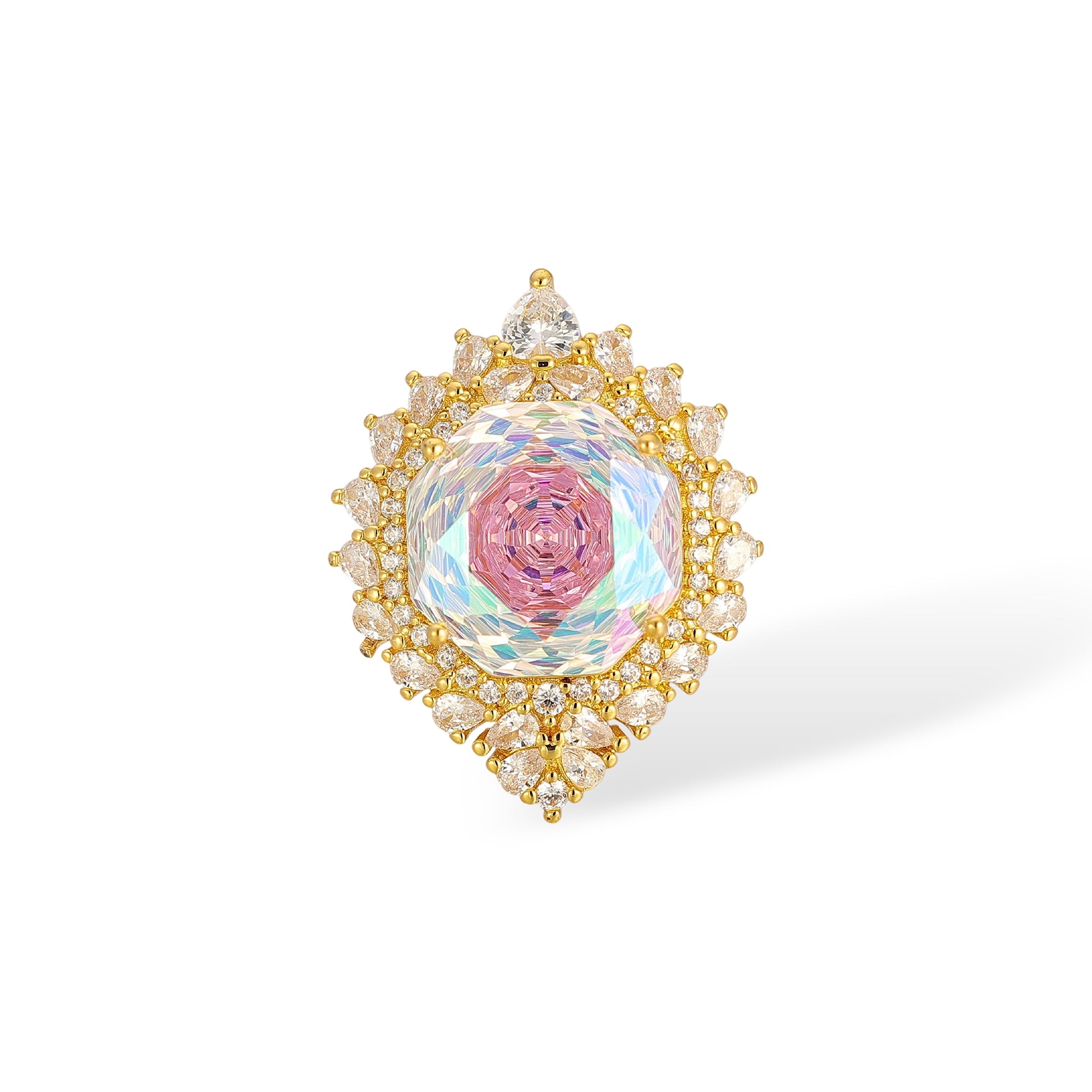 Sinja Pink Rose Floral Open Ring