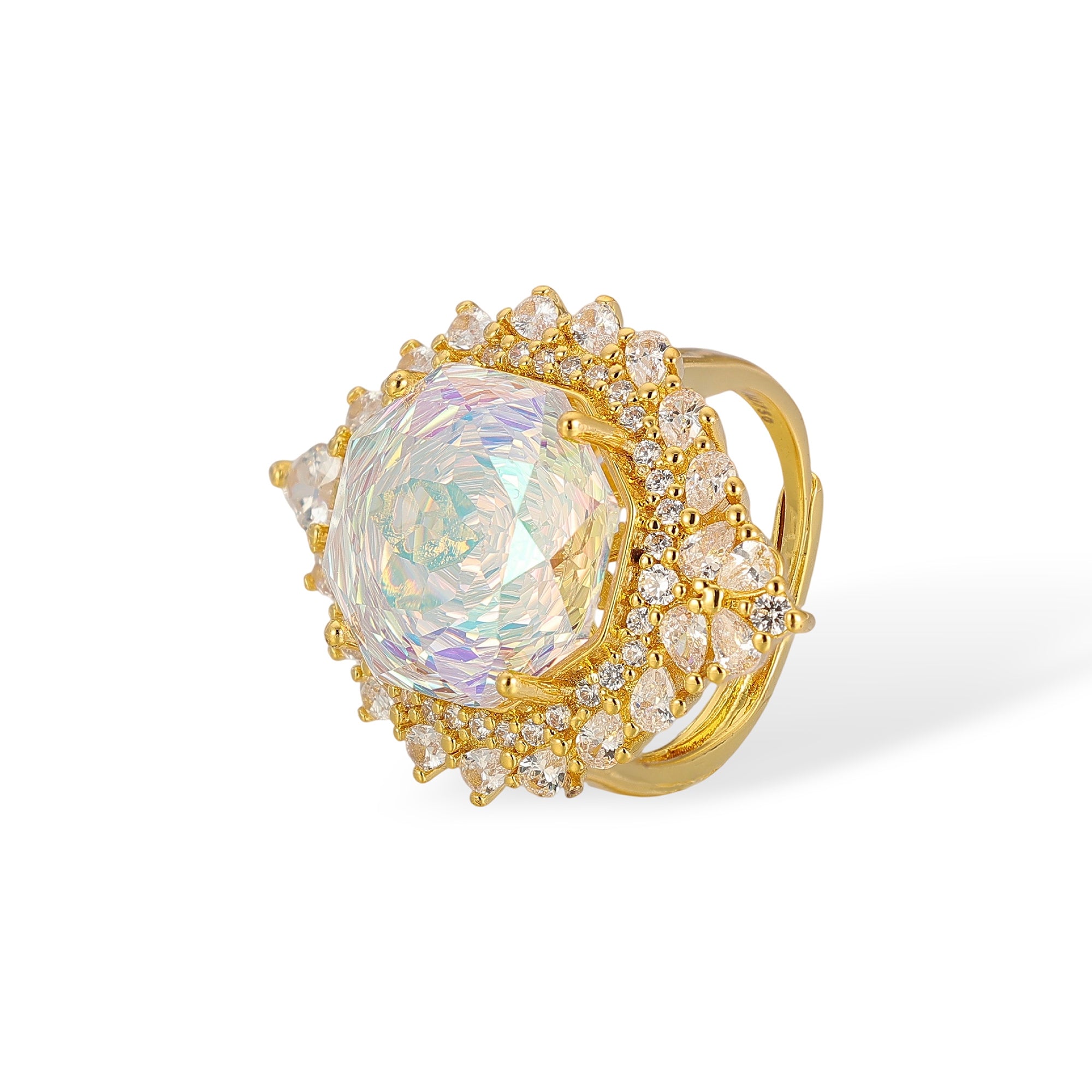 Sinja Pink Rose Floral Open Ring