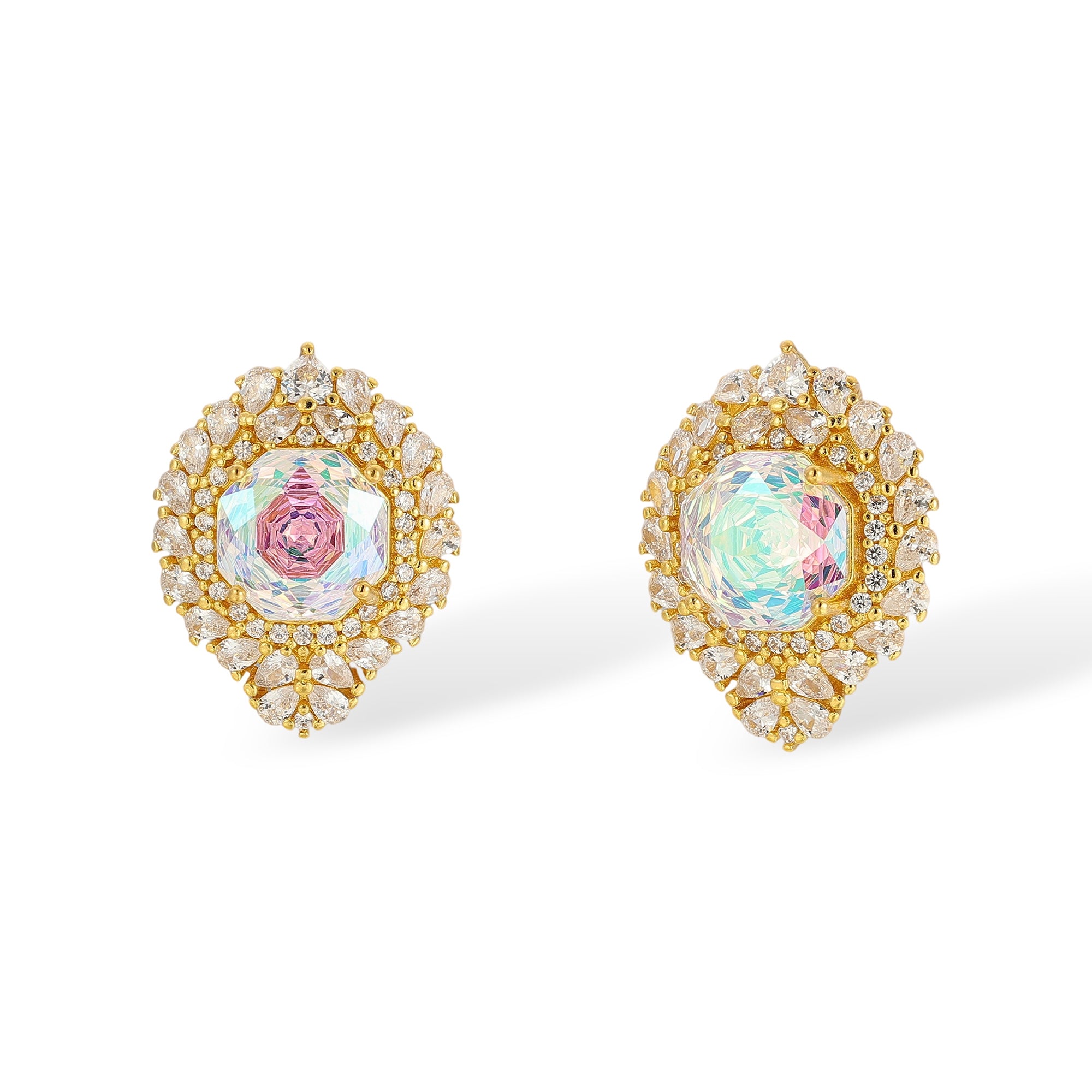 Sinja Pink Rose Floral Stud Earrings