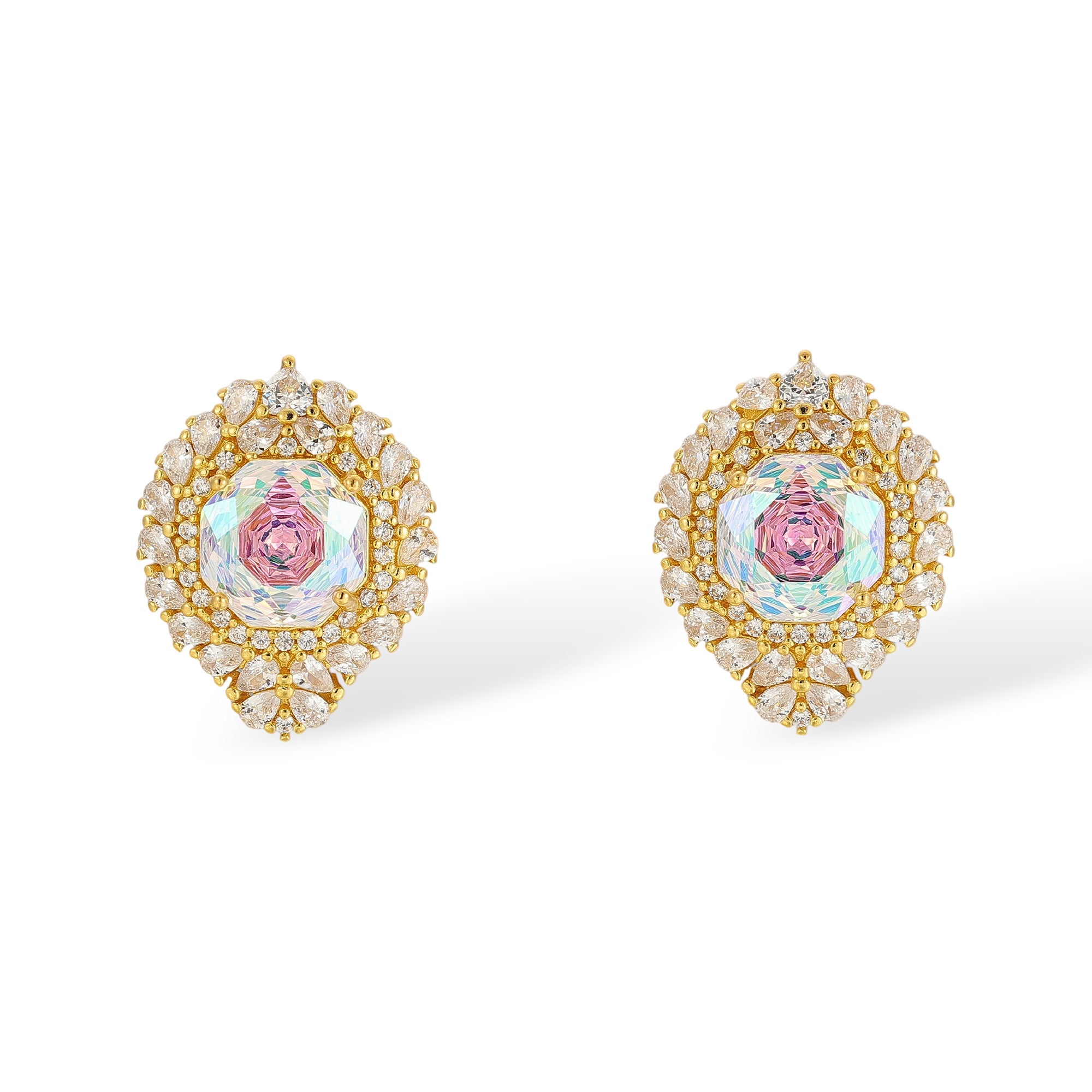 Sinja Pink Rose Floral Stud Earrings