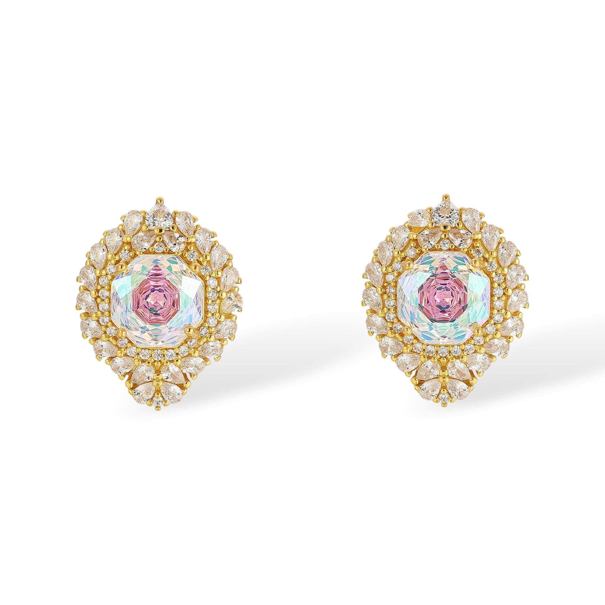 Sinja Pink Rose Floral Stud Earrings
