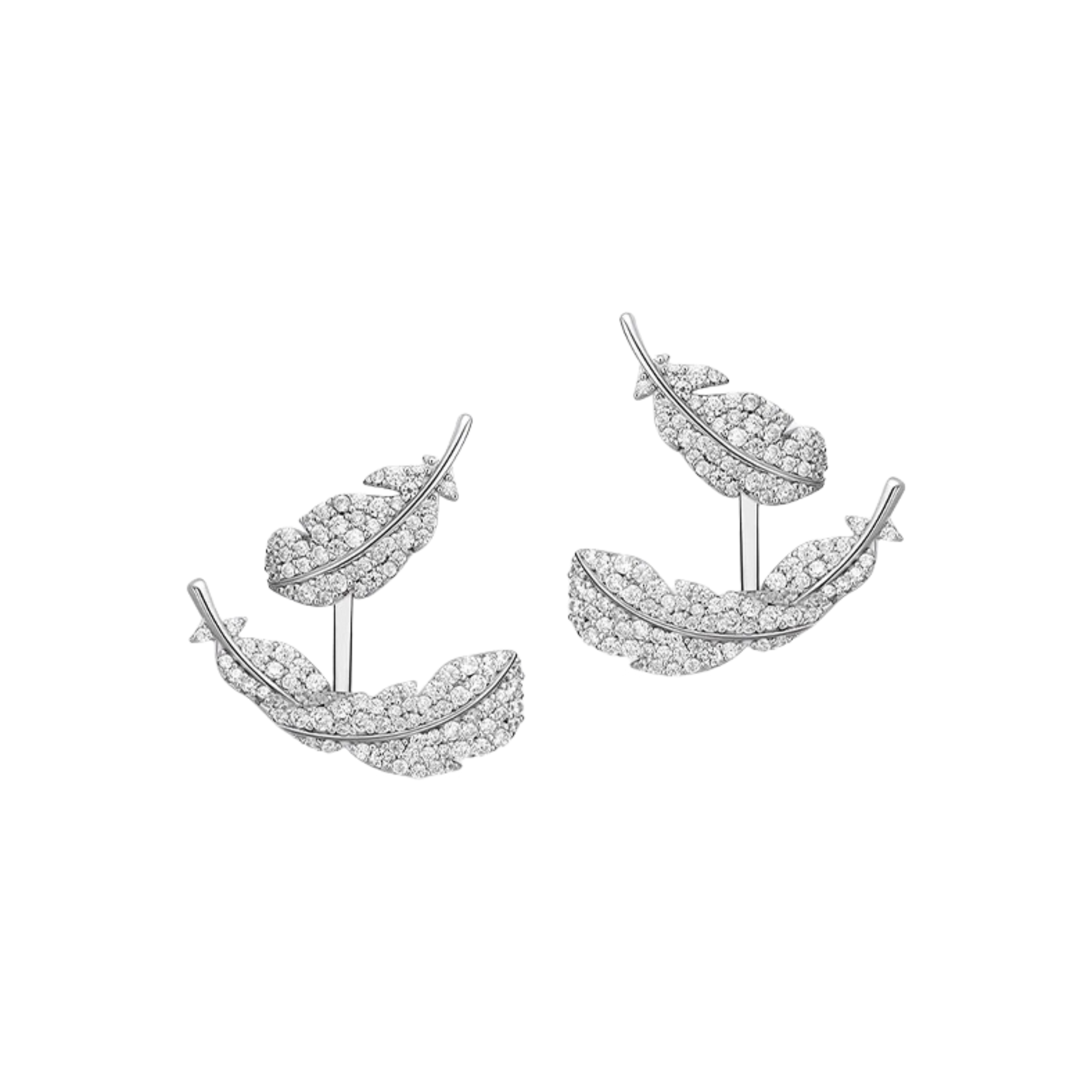 Solène White Feather Earrings