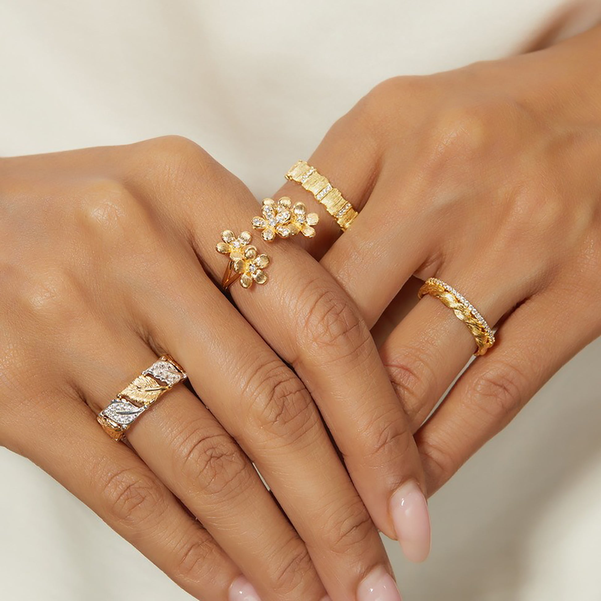 Sophia 10K Gold Floral Open Ring