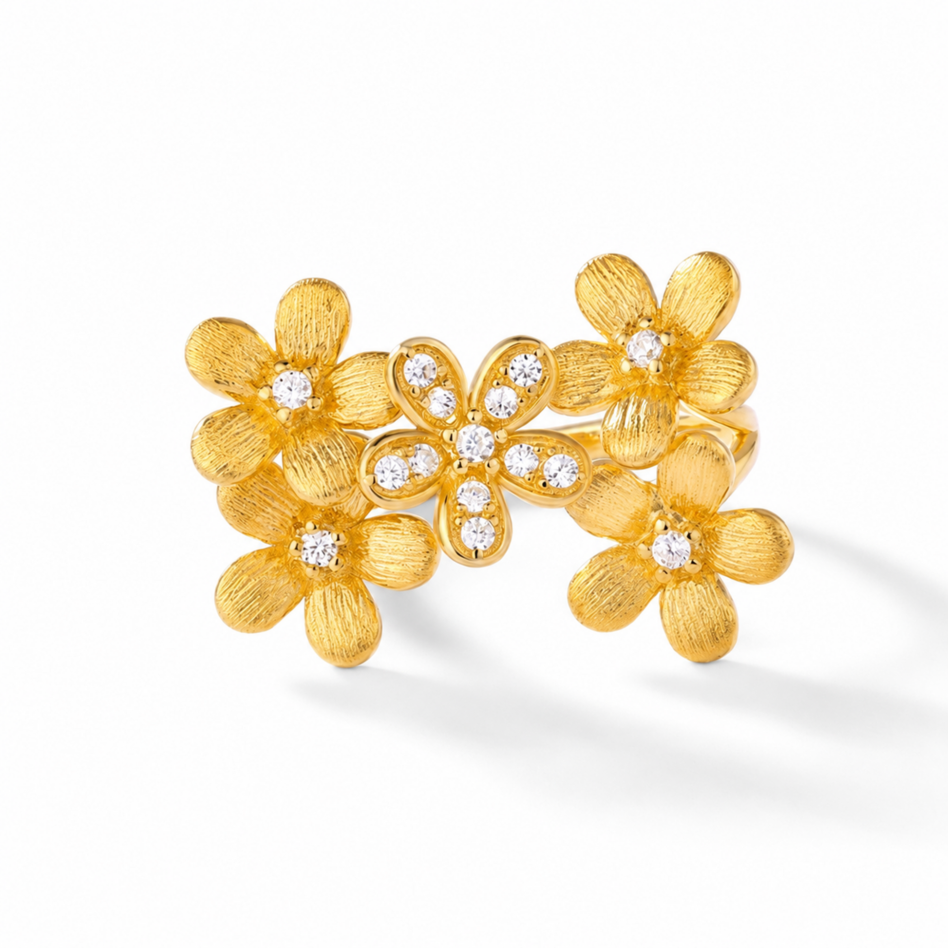 Sophia 10K Gold Floral Open Ring