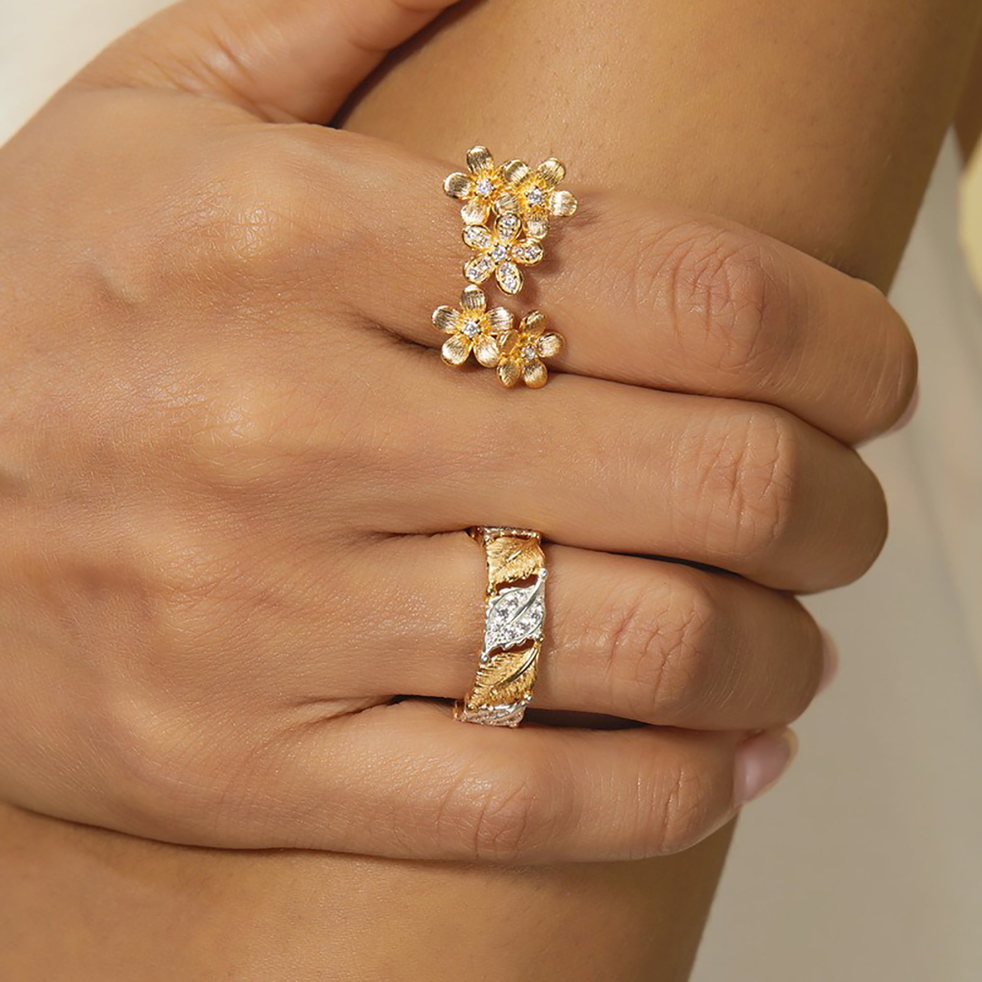 Sophia 10K Gold Floral Open Ring