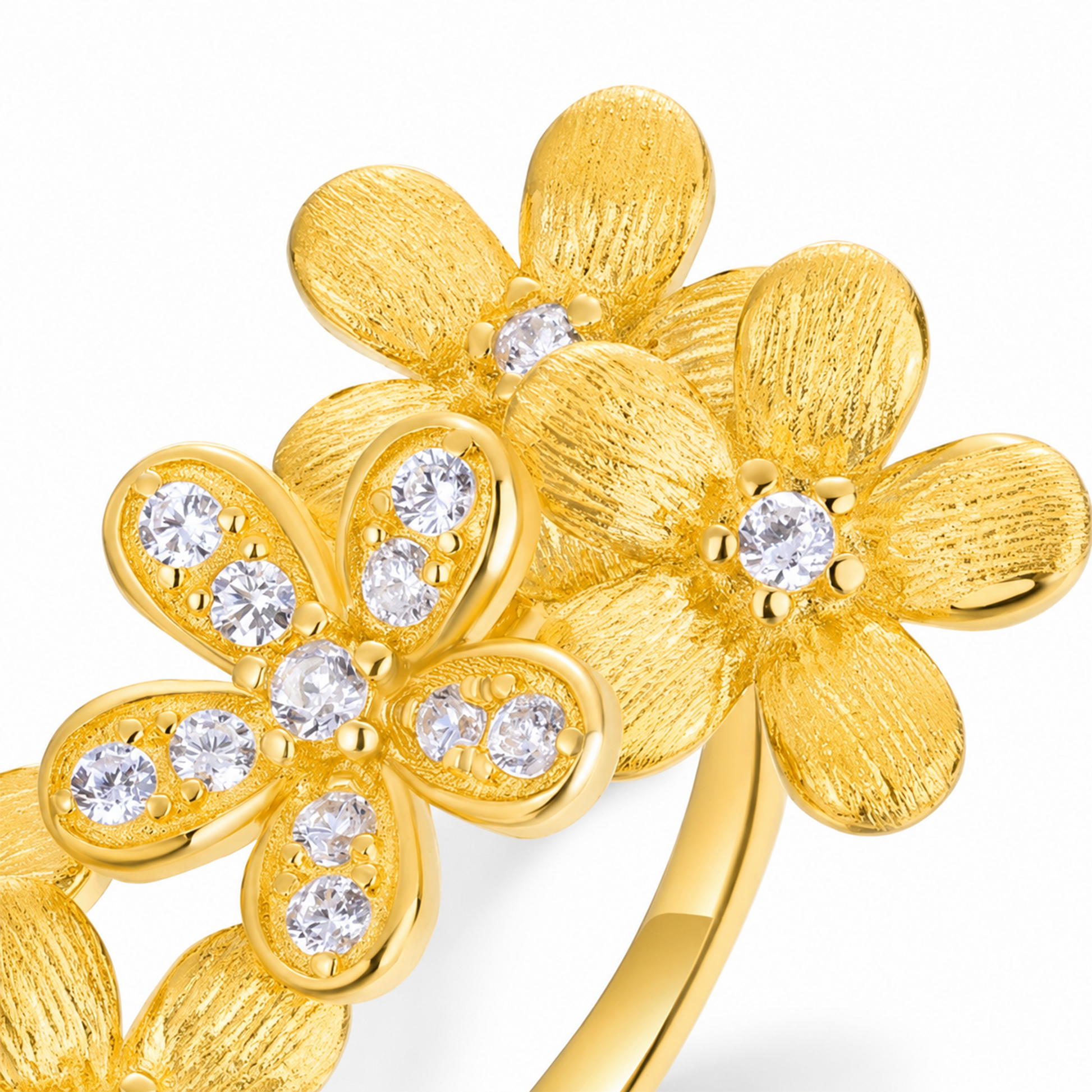 Sophia 10K Gold Floral Open Ring