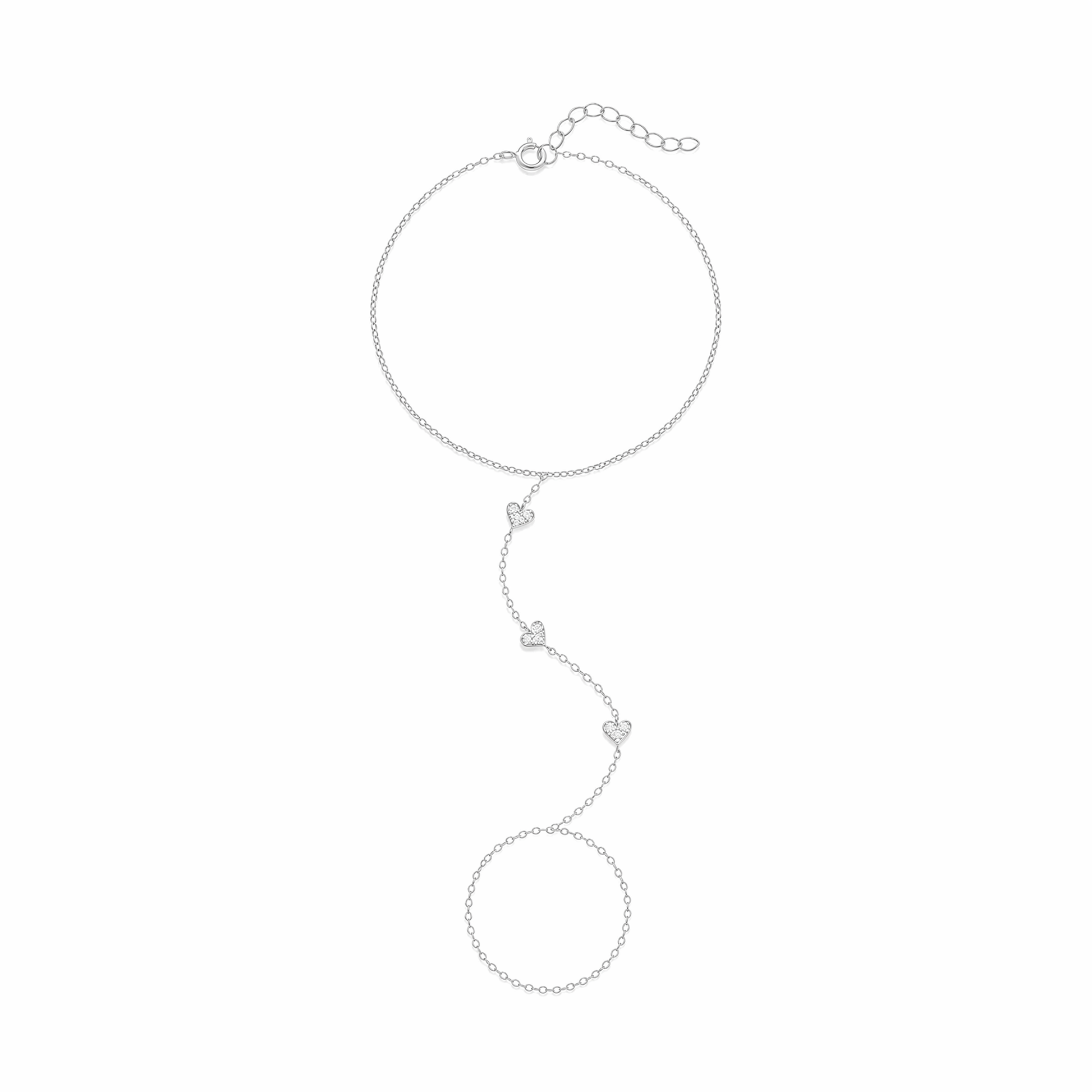 Stella 14K Gold Heart Linked Finger Bracelet