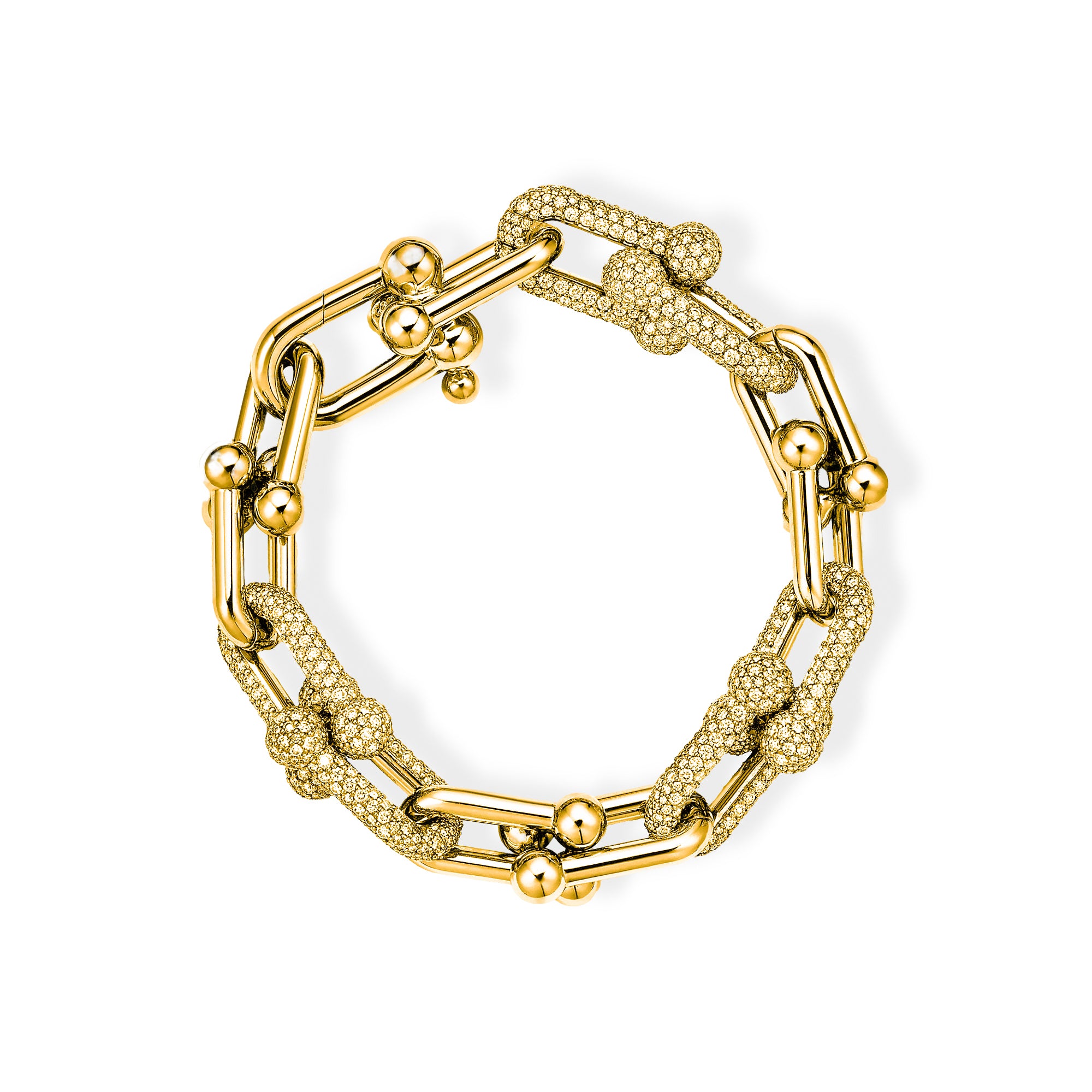 Stéphanie 14K Gold Pavé Three U-Shape Bracelet