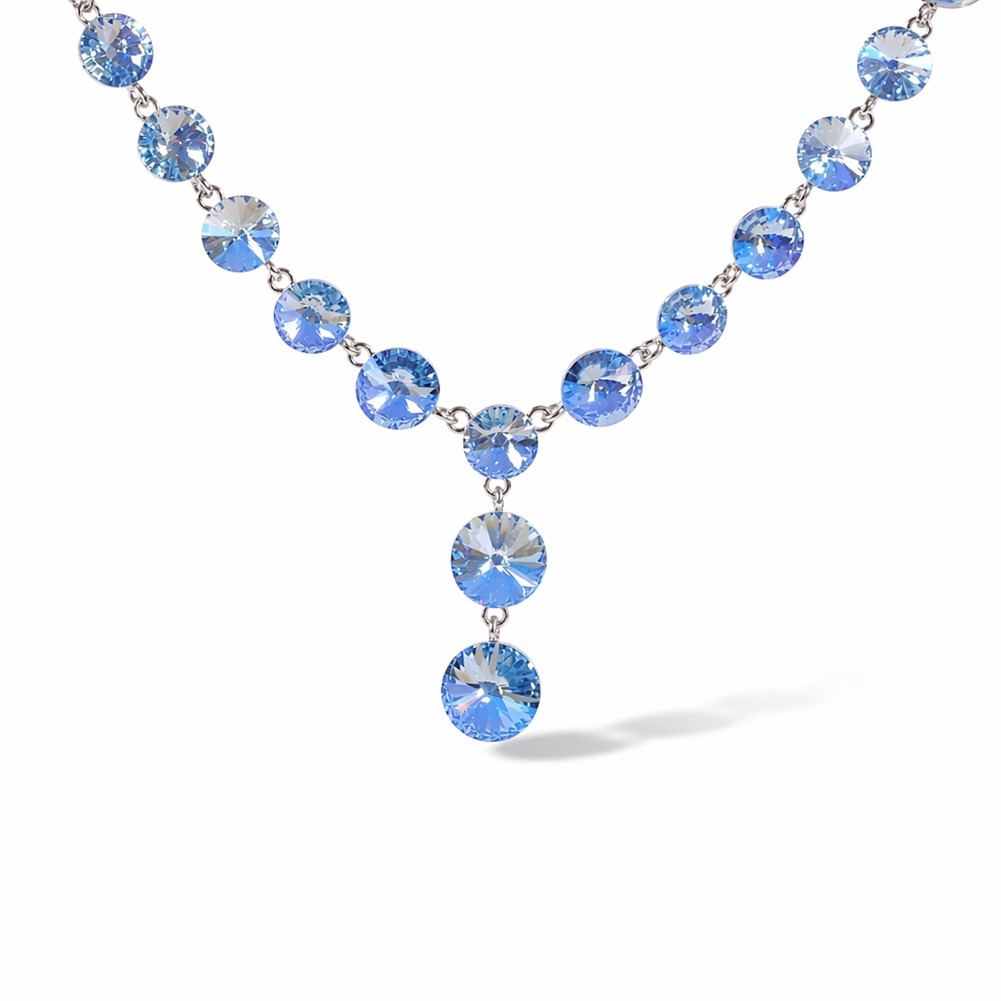 Sunnlind Blue Round Y Shape Necklace