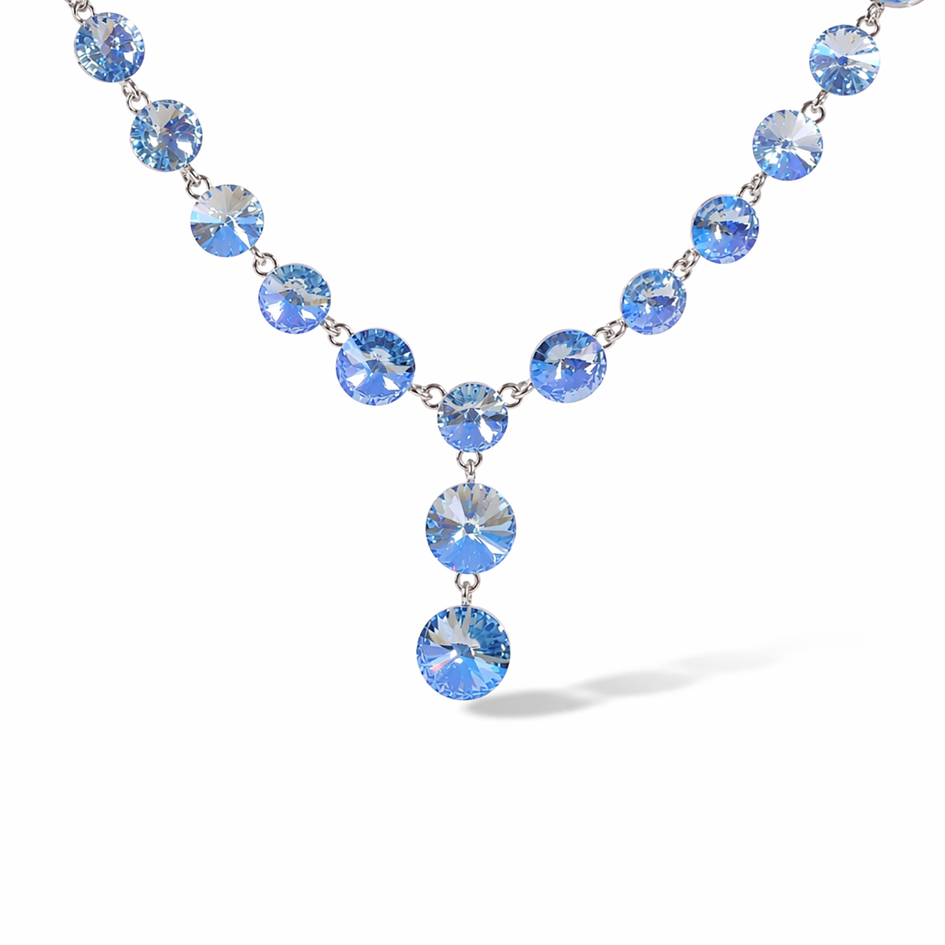 Sunnlind Blue Round Y Shape Necklace
