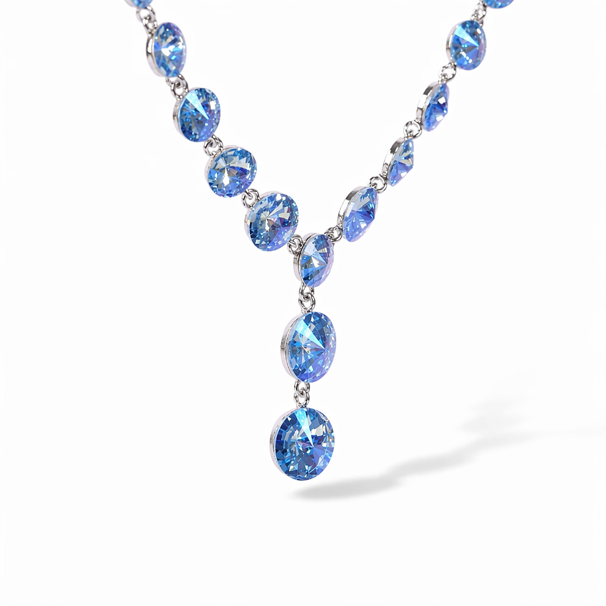 Sunnlind Blue Round Y Shape Necklace