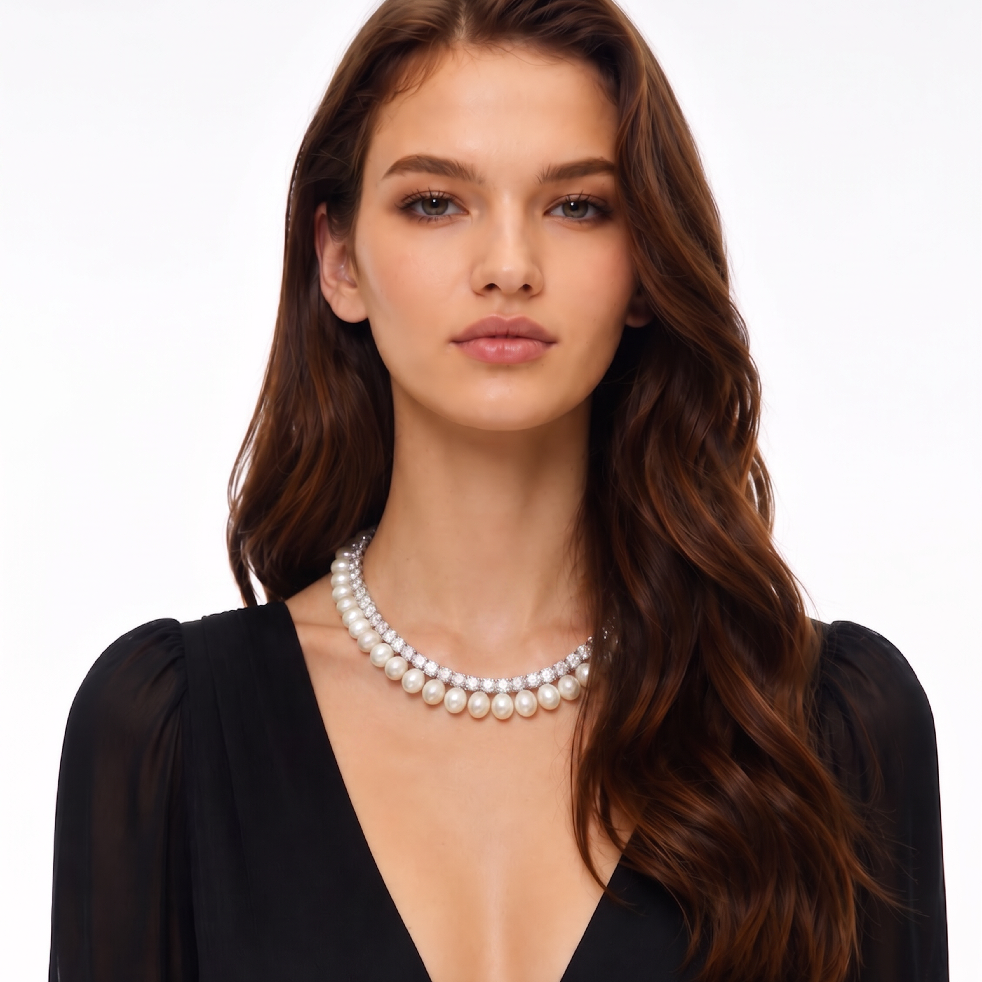 Sunwina White Pearl Double Layer Choker Necklace