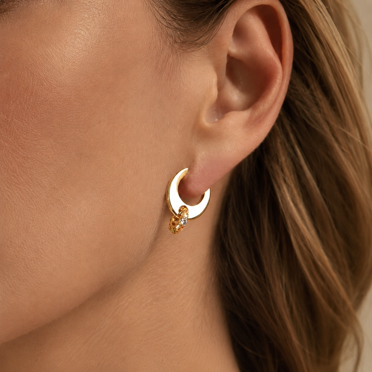Swantje 18K Gold Double Ring Earrings