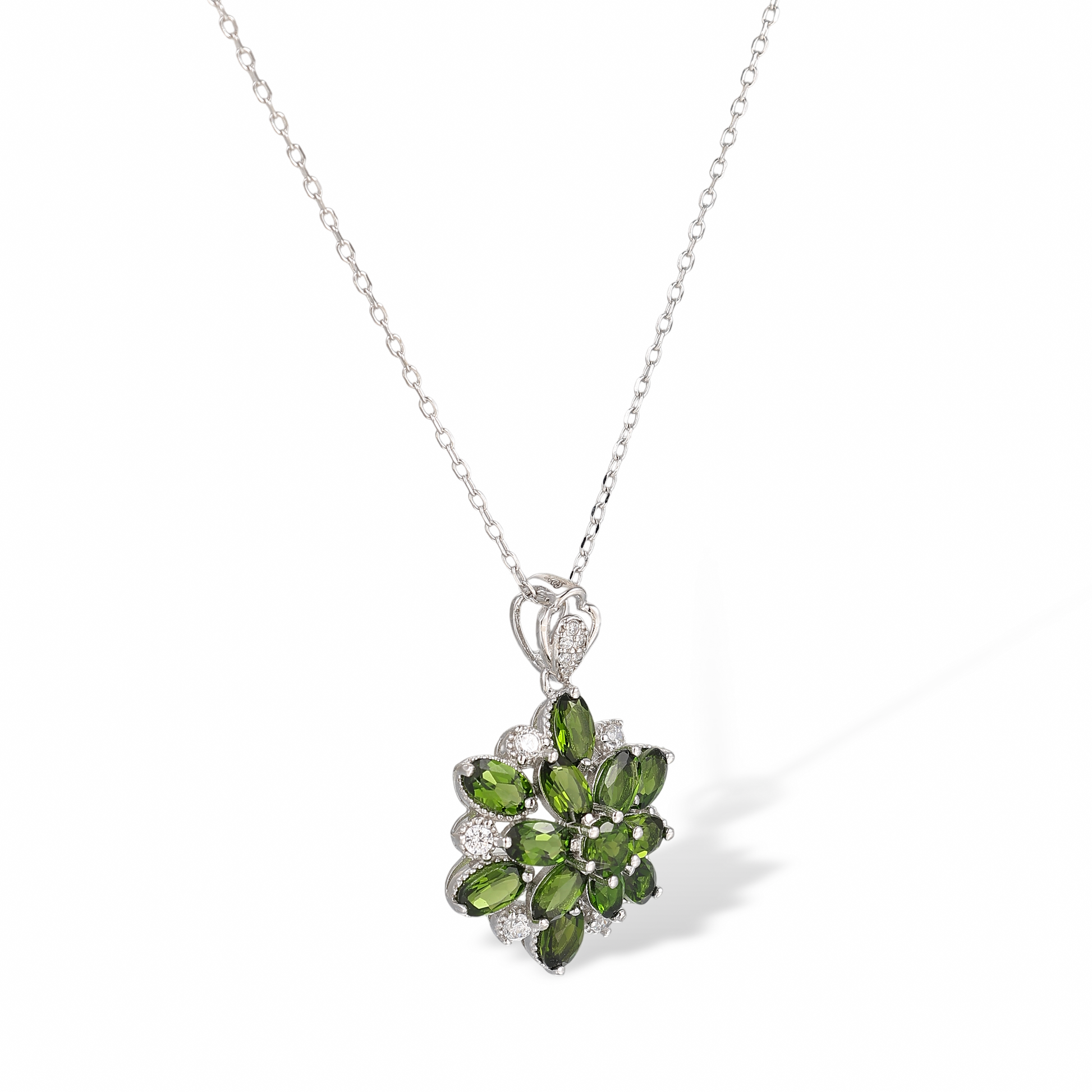 Sylvestre Green Floral Pendent Necklace