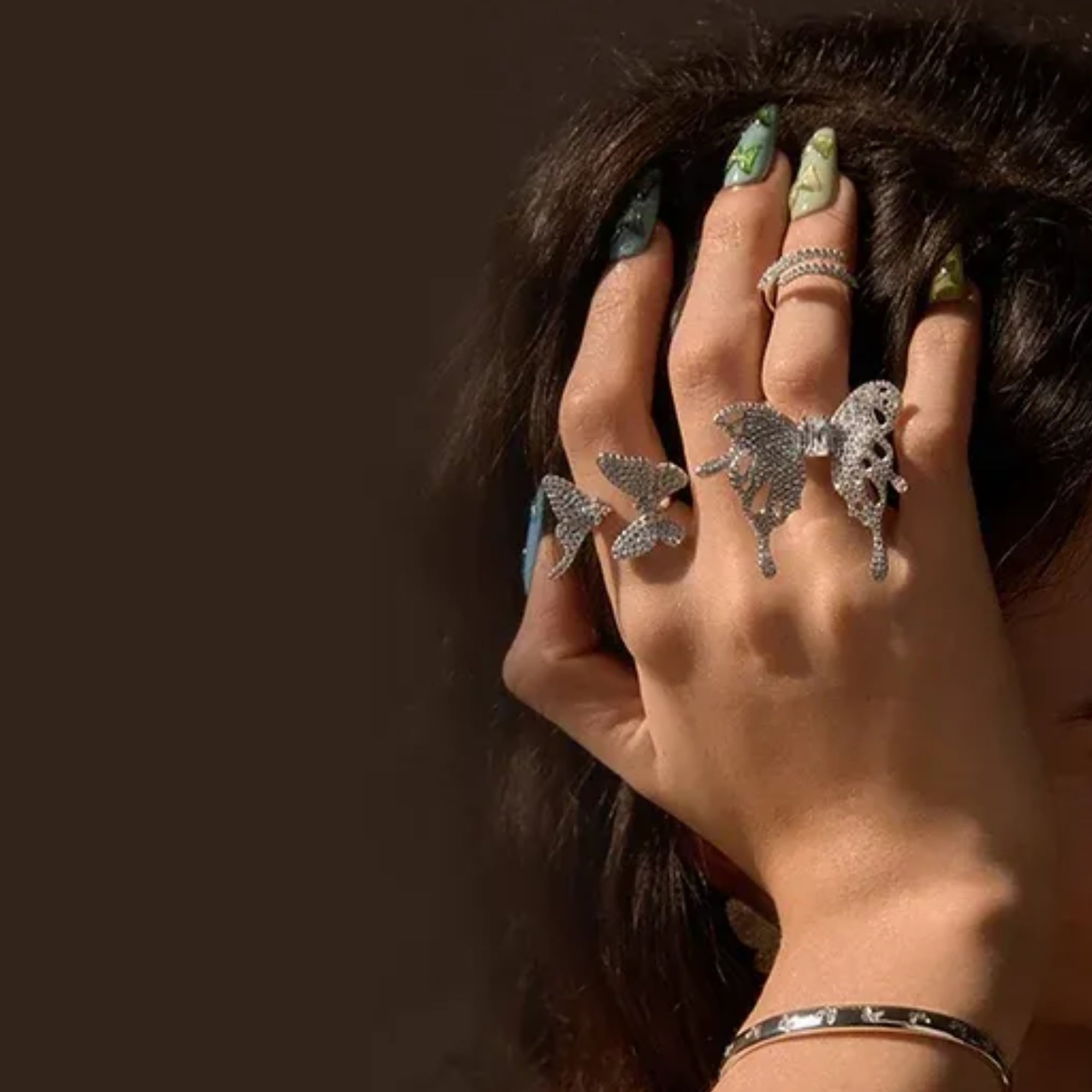 Tacheté White Butterfly Open Ring