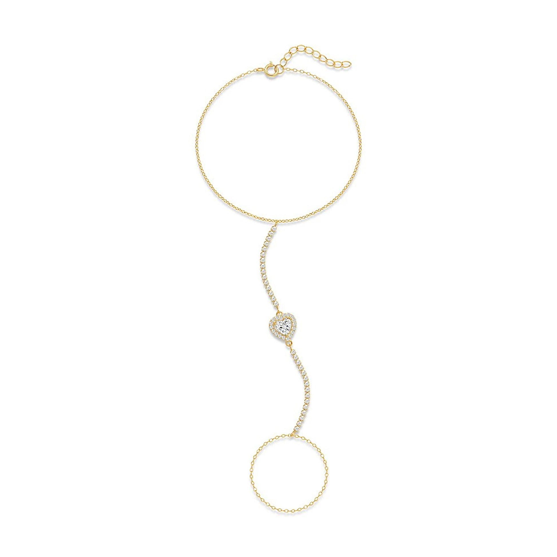 Talea 14K Gold Heart Linked Finger Bracelet