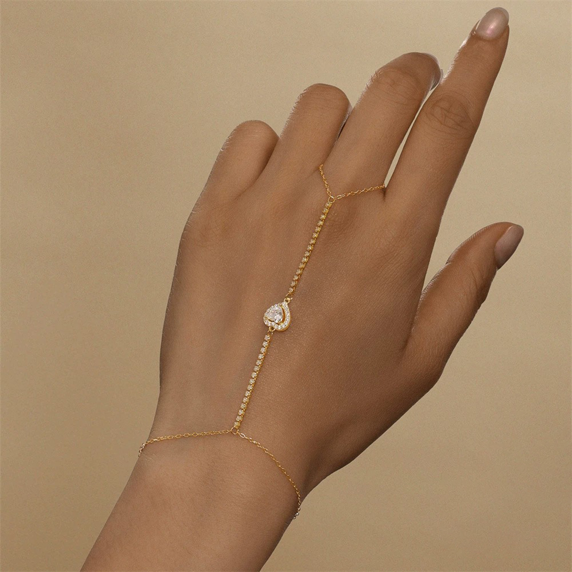 Talea 14K Gold Heart Linked Finger Bracelet