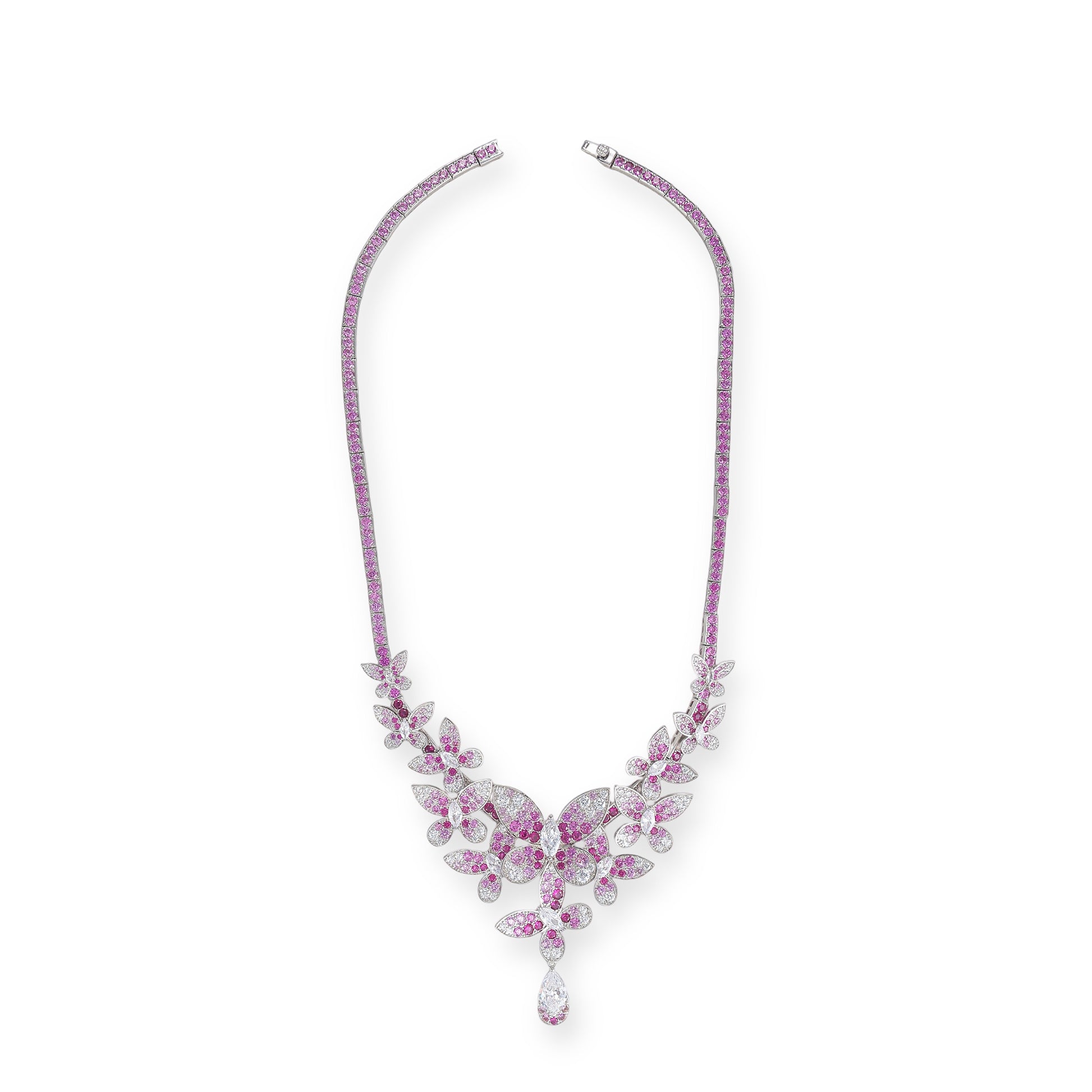 Thordis Pink Butterfly Teardrop Necklace