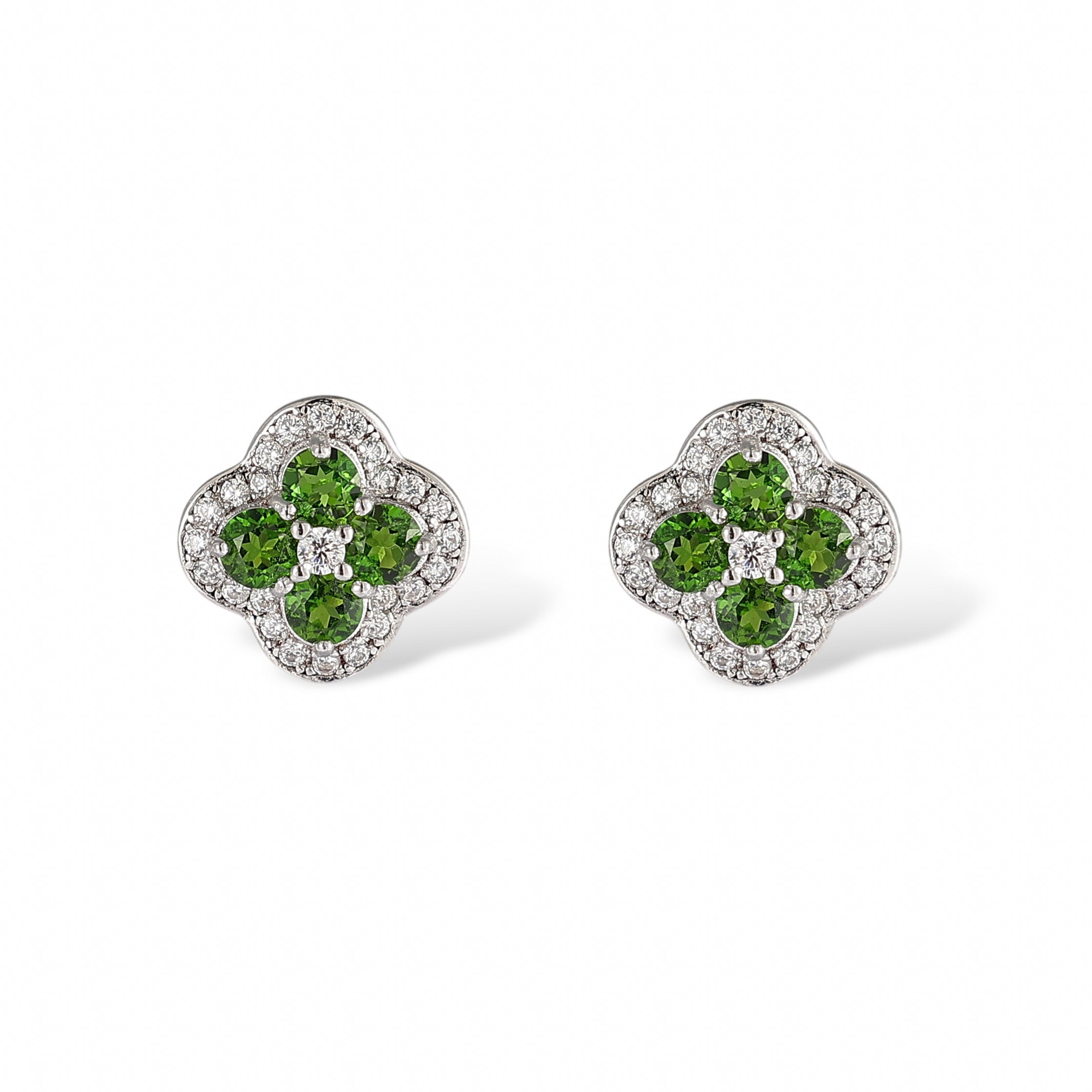 Trèfle Green Diopside Stud Earrrings