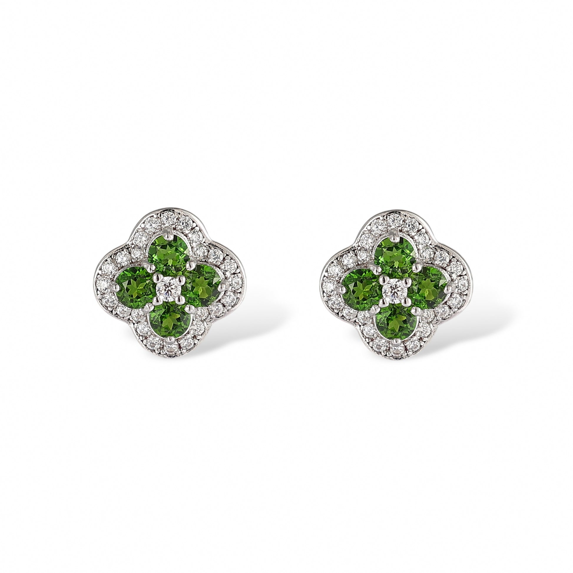 Trèfle Green Diopside Stud Earrrings