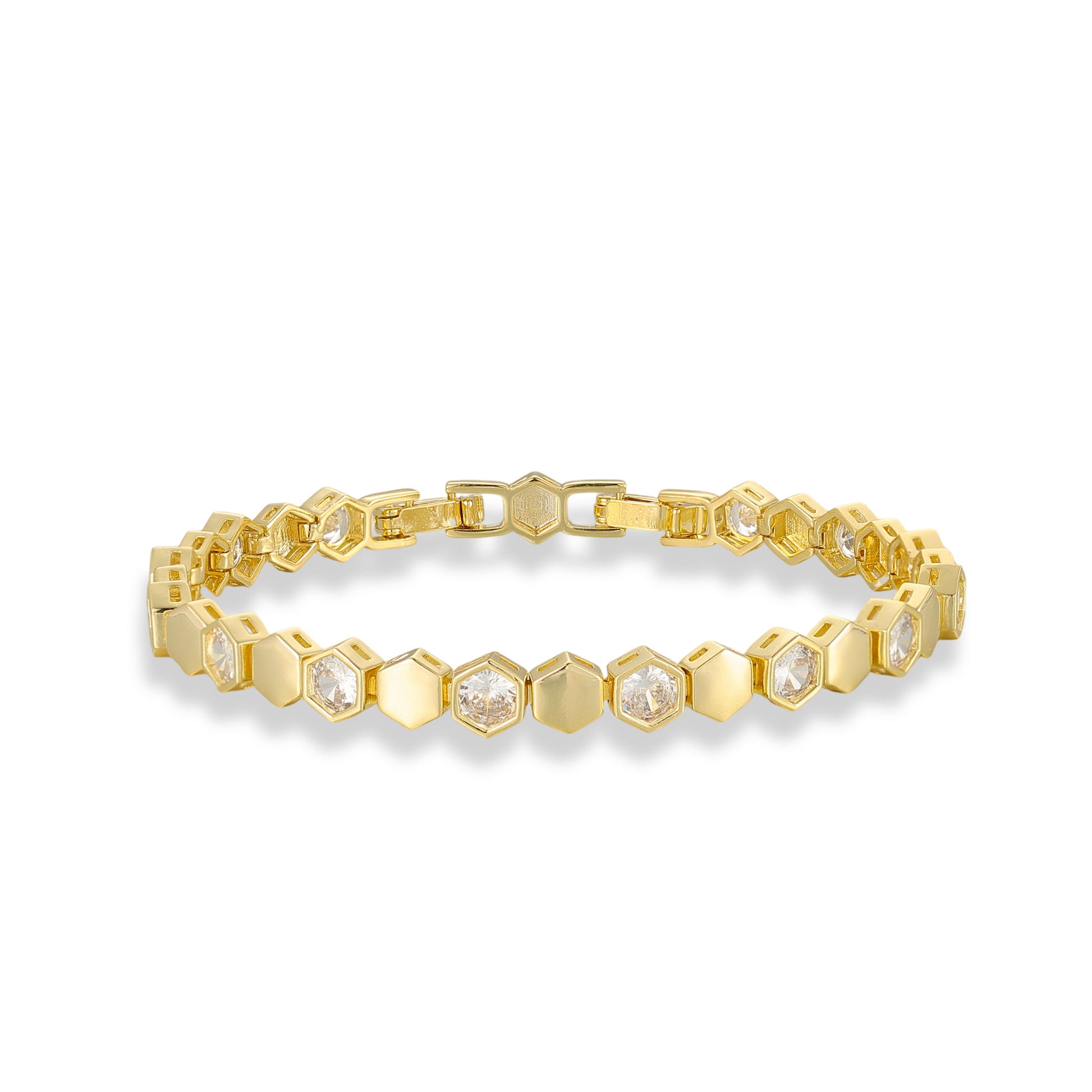 Trudi 14K Gold Hexagonal Tennis Bracelet