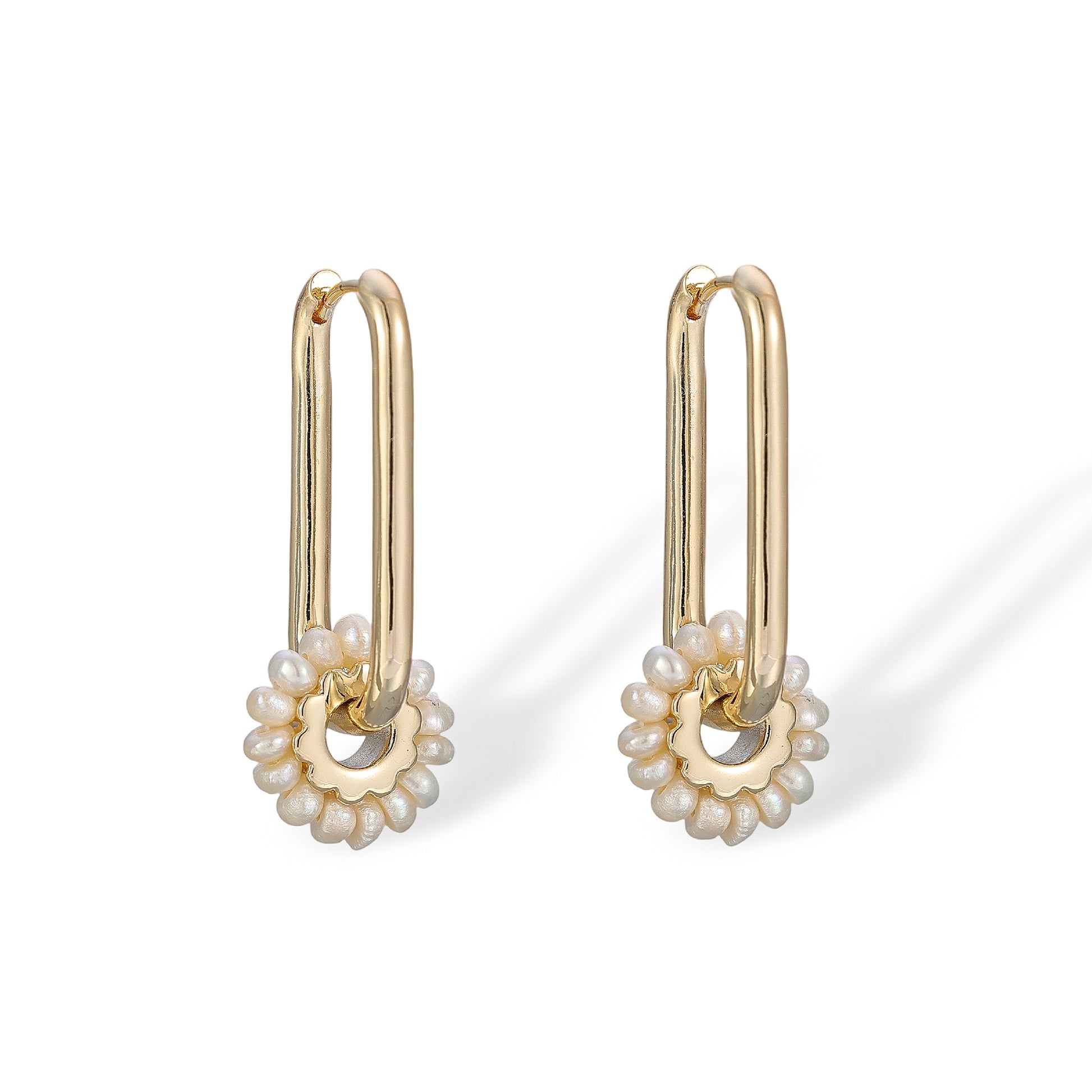 Uschi 14K Gold Pearl Wheel Earrings