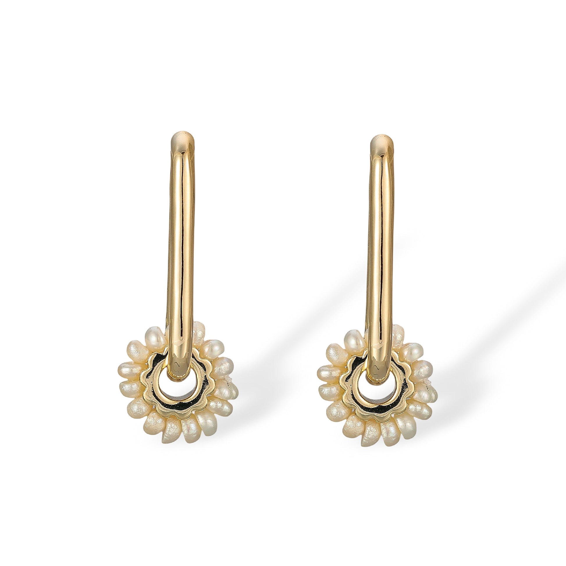 Uschi 14K Gold Pearl Wheel Earrings