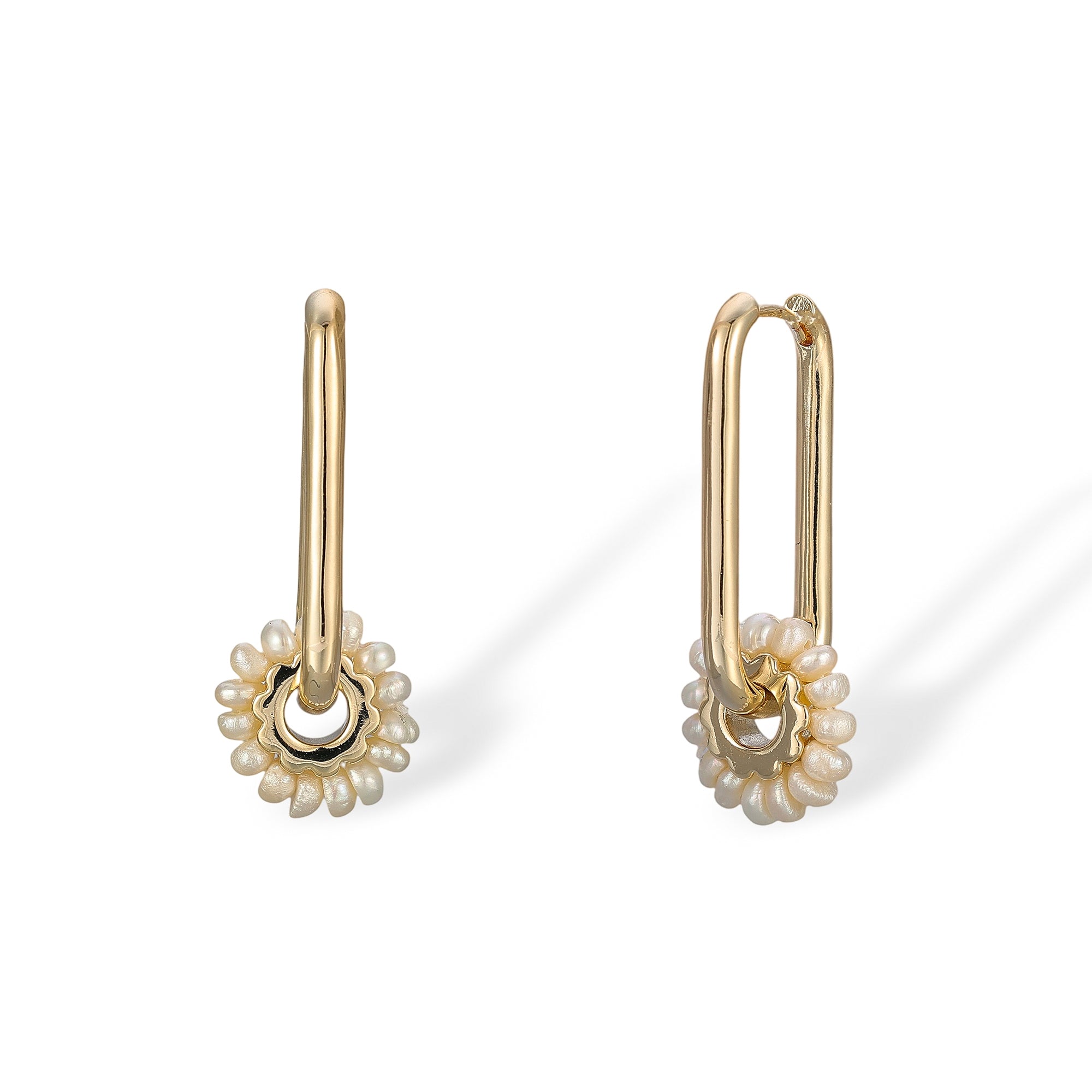 Uschi 14K Gold Pearl Wheel Earrings