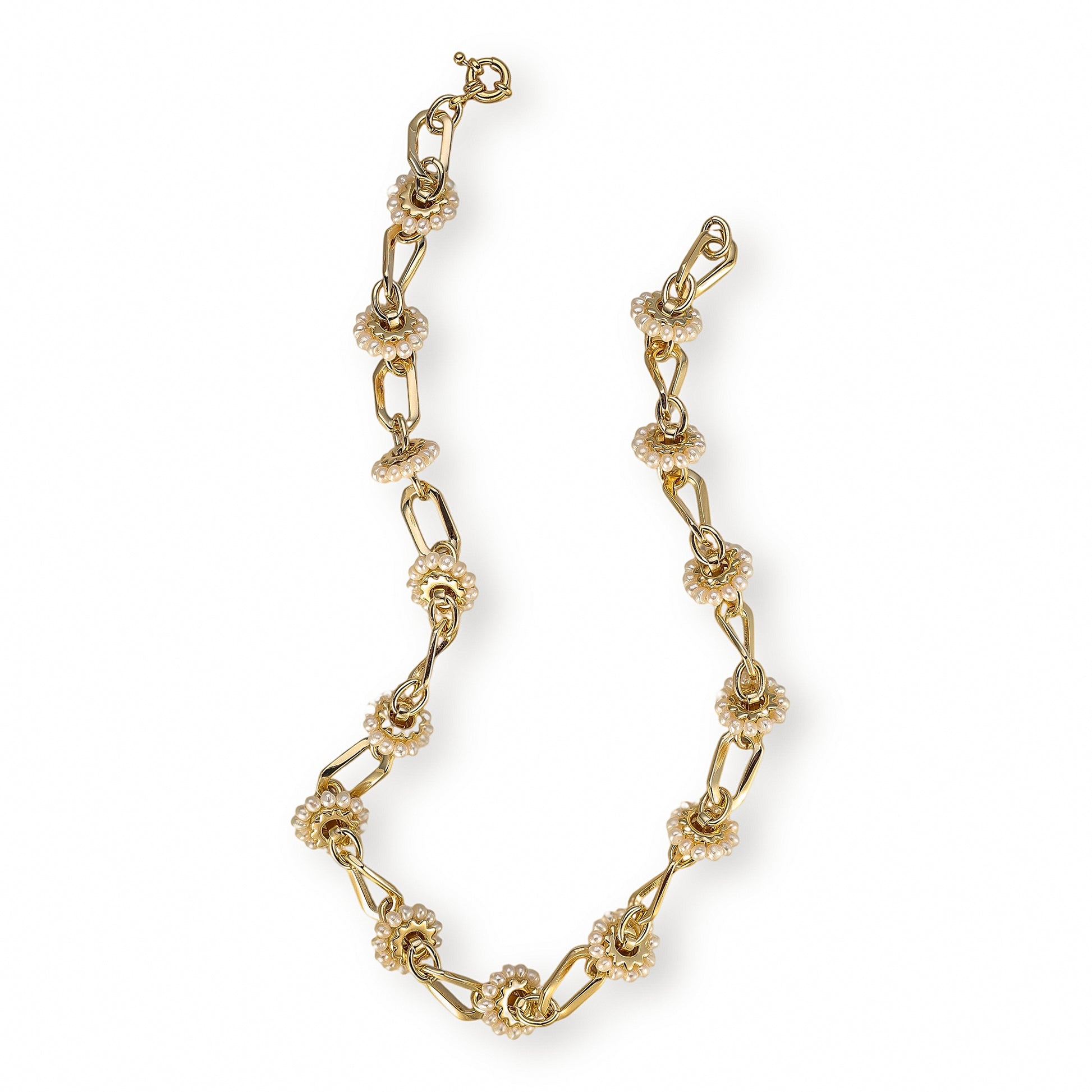 Uschi 14K Gold Pearl Wheel Necklace