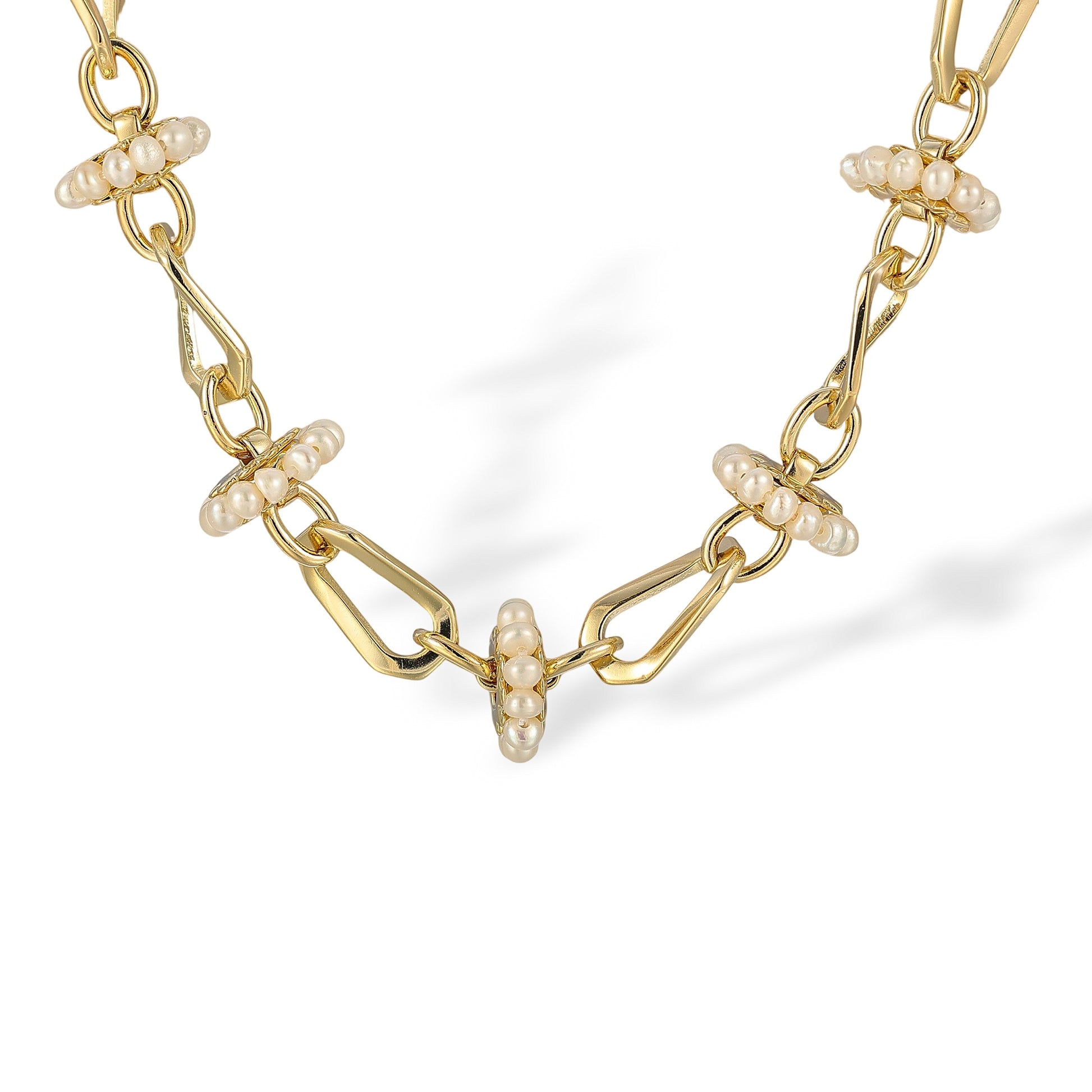 Uschi 14K Gold Pearl Wheel Necklace