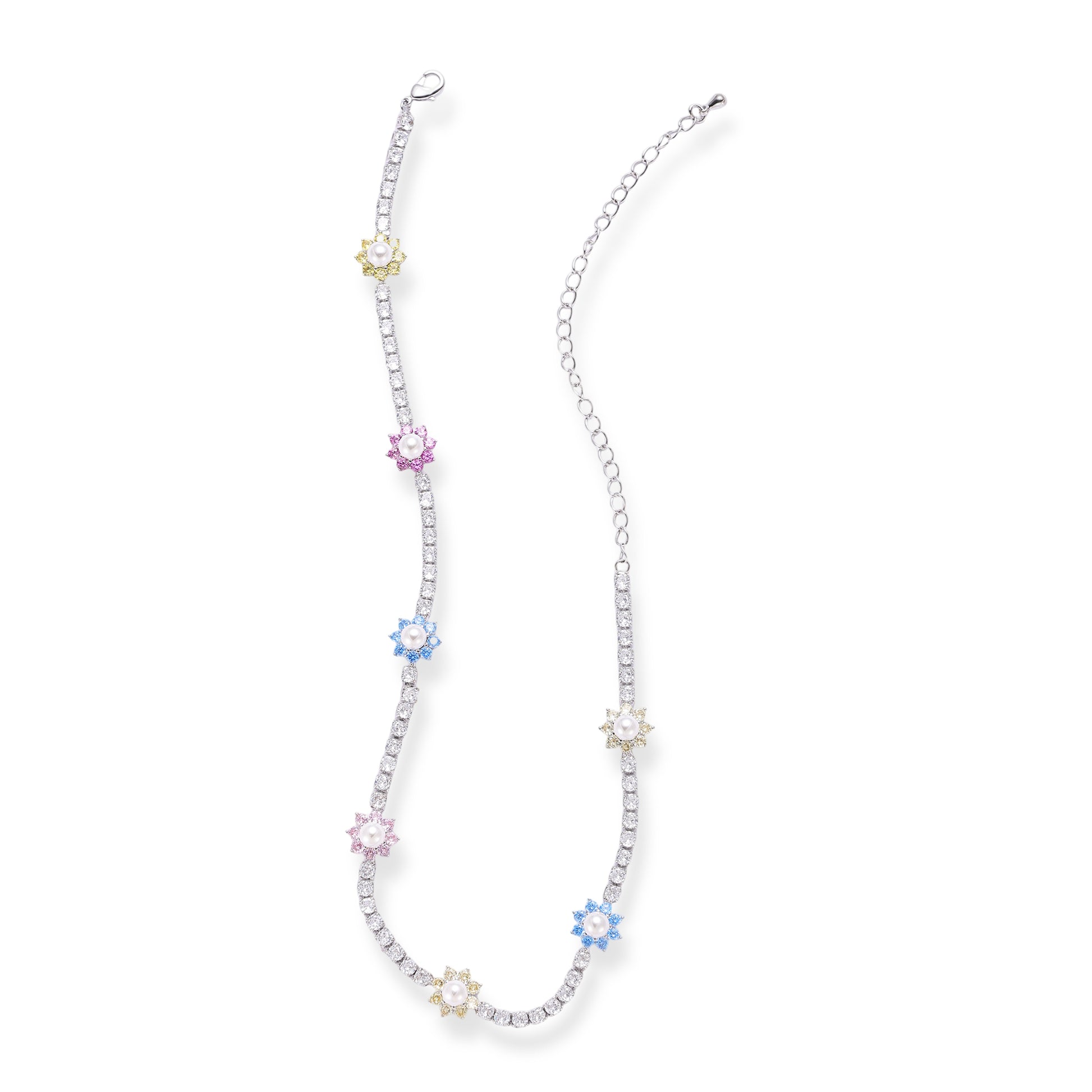 Valentina Multicolor Floral Pearl Choker Necklace