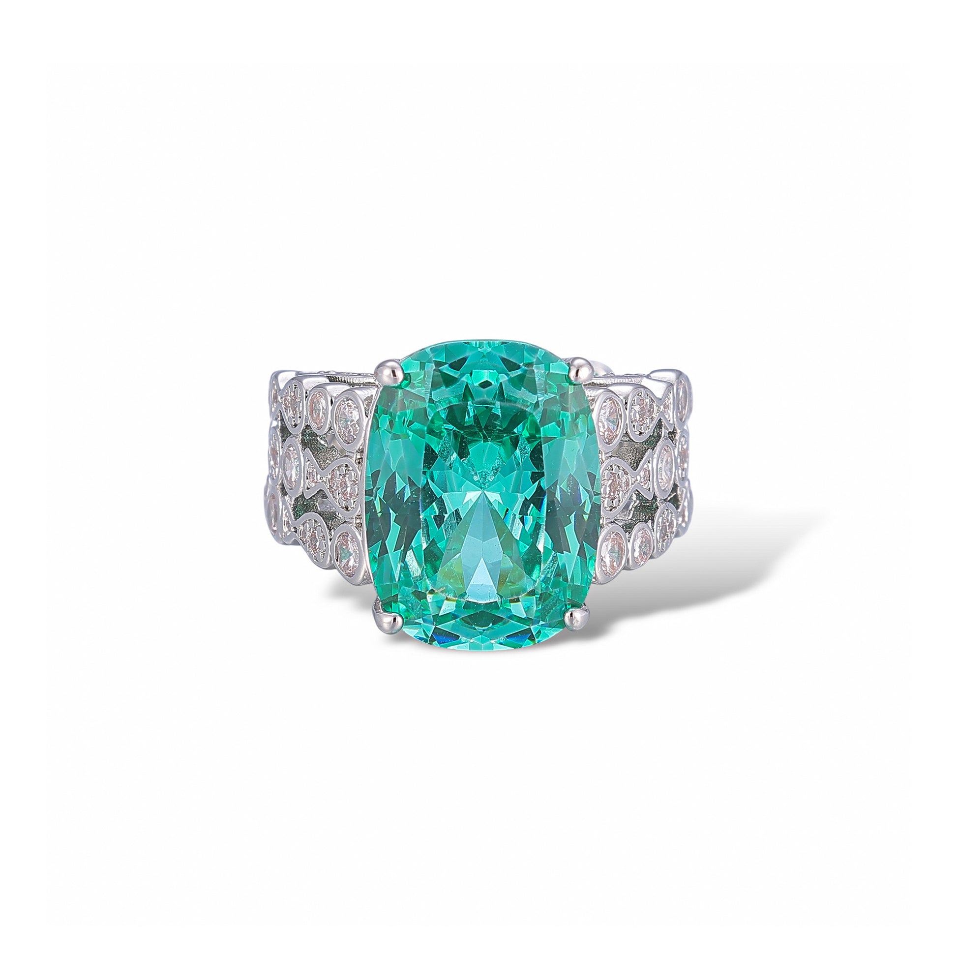 Valeska Blue Cushion Open Ring