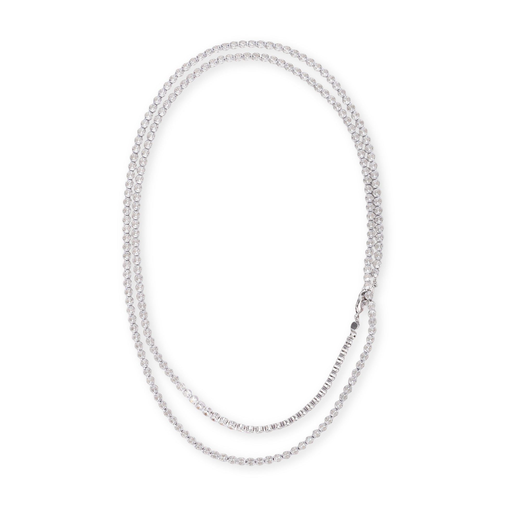 Viviana Pink Plume Tennis Two Layer Necklace