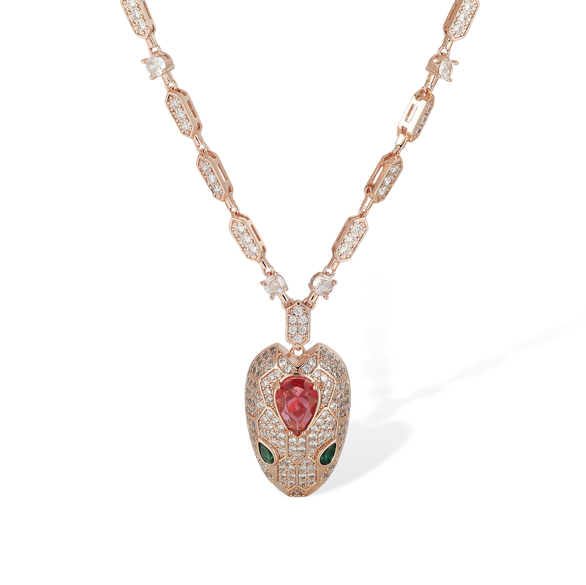 Wendelind Rose Gold Snake Earrings & Necklace Set