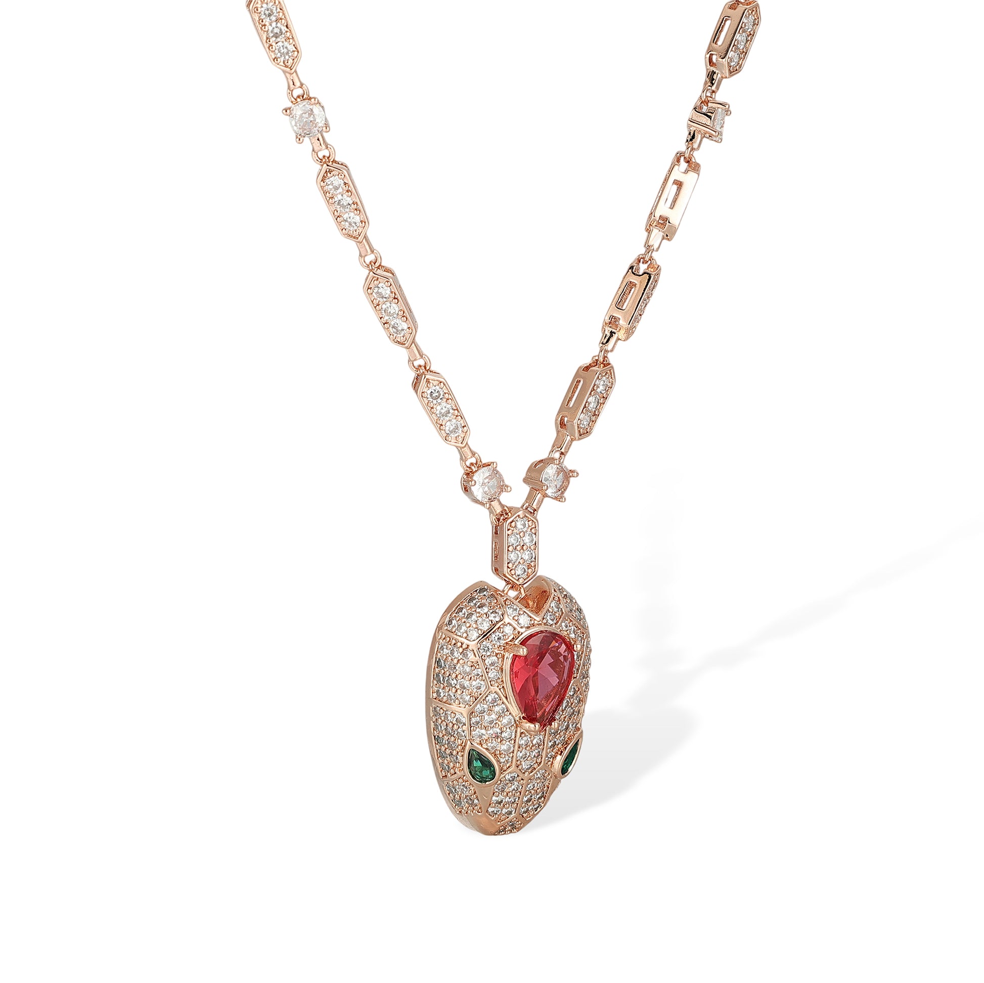 Wendelind Rose Gold Snake Earrings & Necklace Set