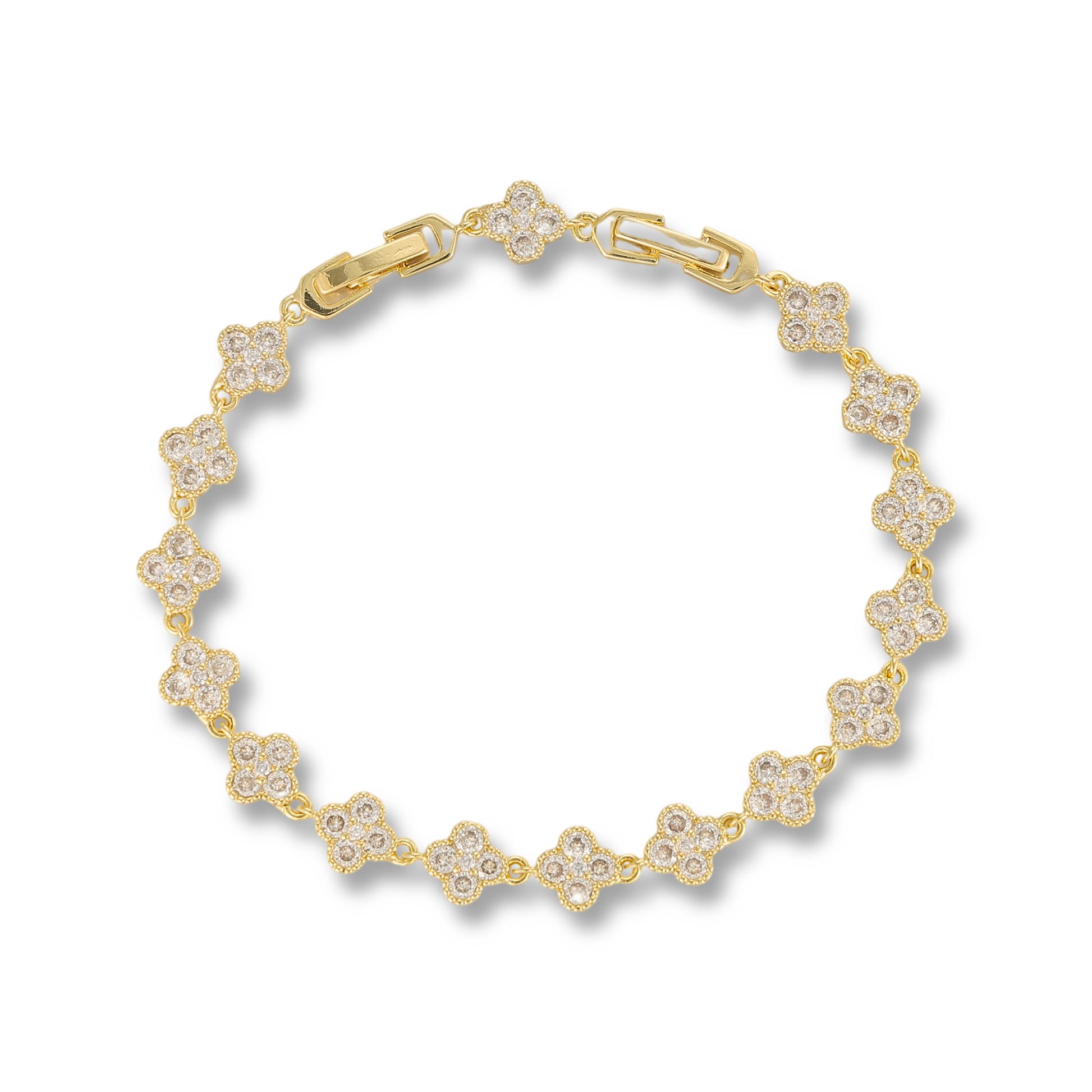 Wilfriede 14K Gold Trèfle Tennis Bracelet