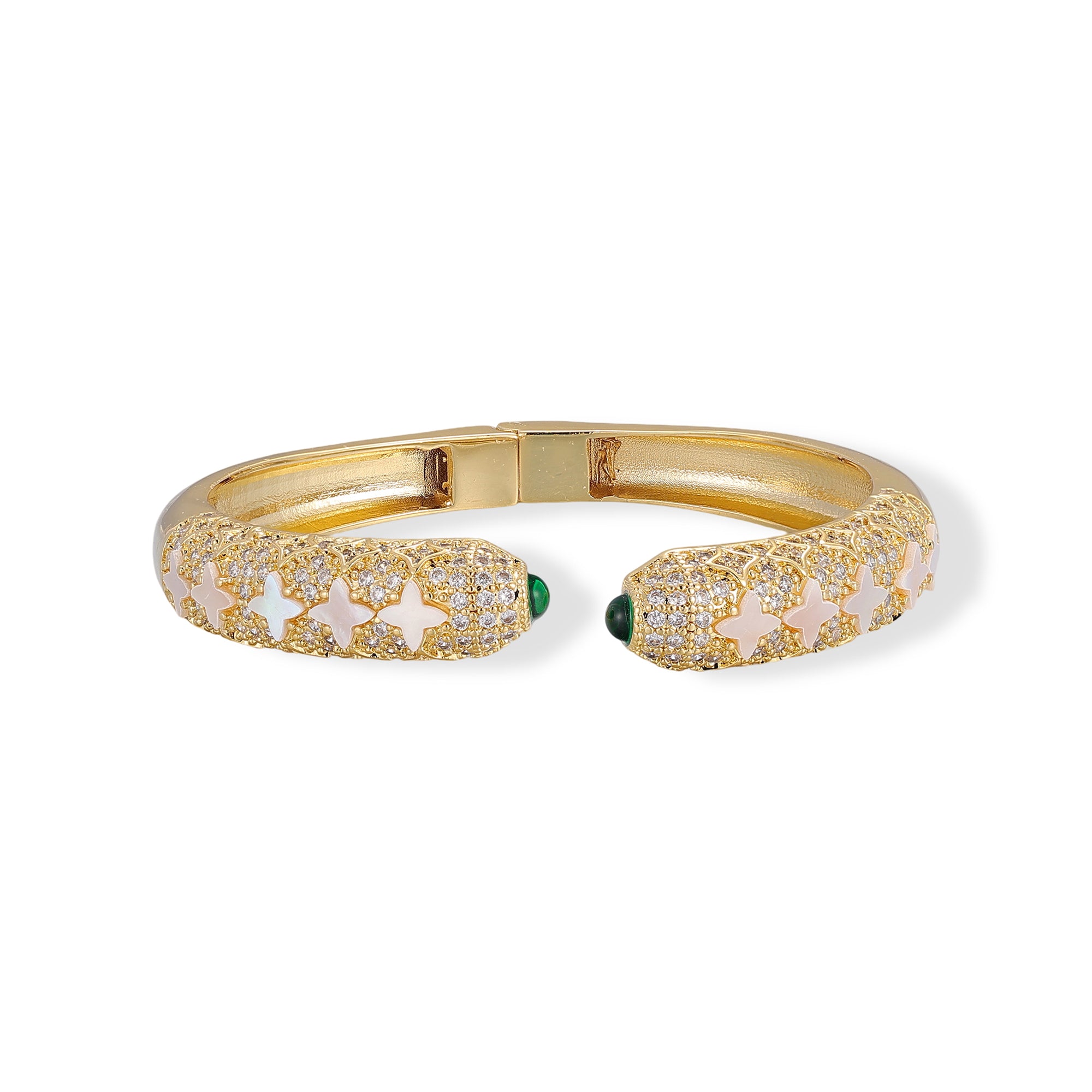 Wulfhild 14K Gold Star Mother-Of-Pearl Open Bangle
