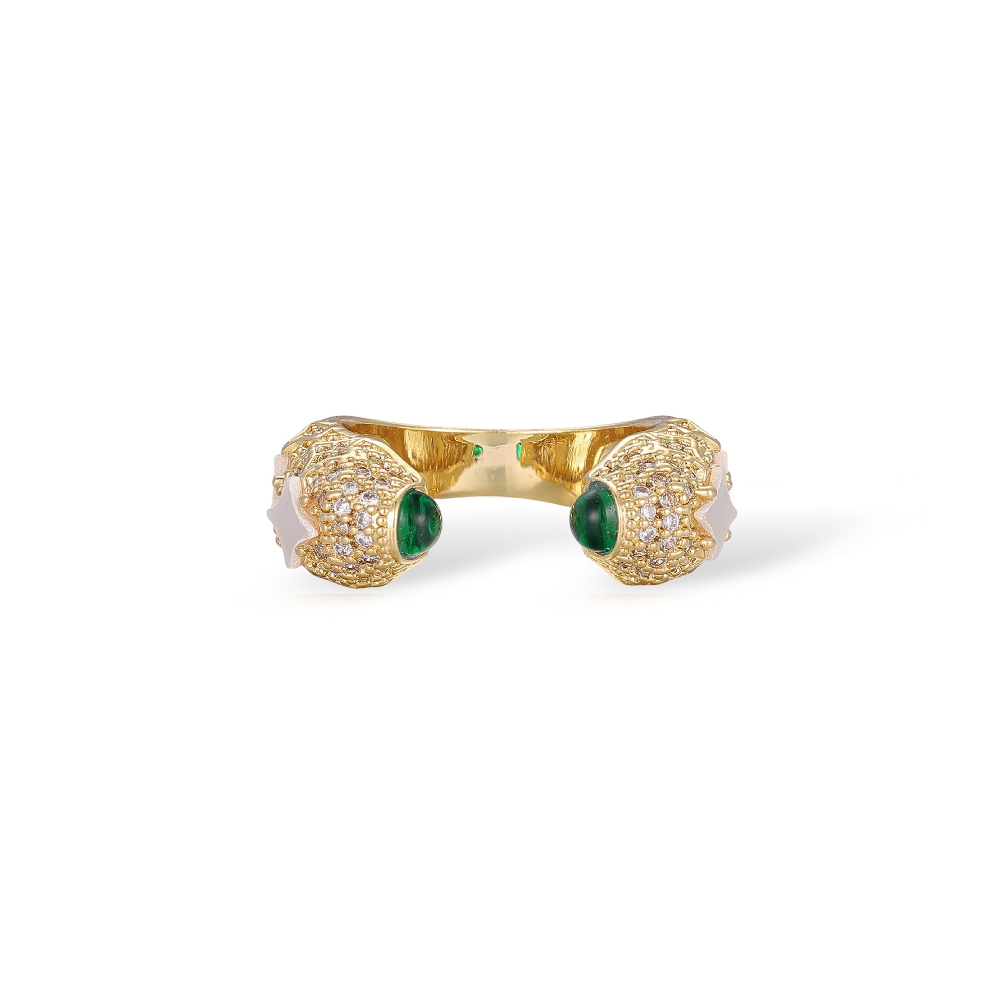 Wulfhild 14K Gold Star Mother-Of-Pearl Open Ring