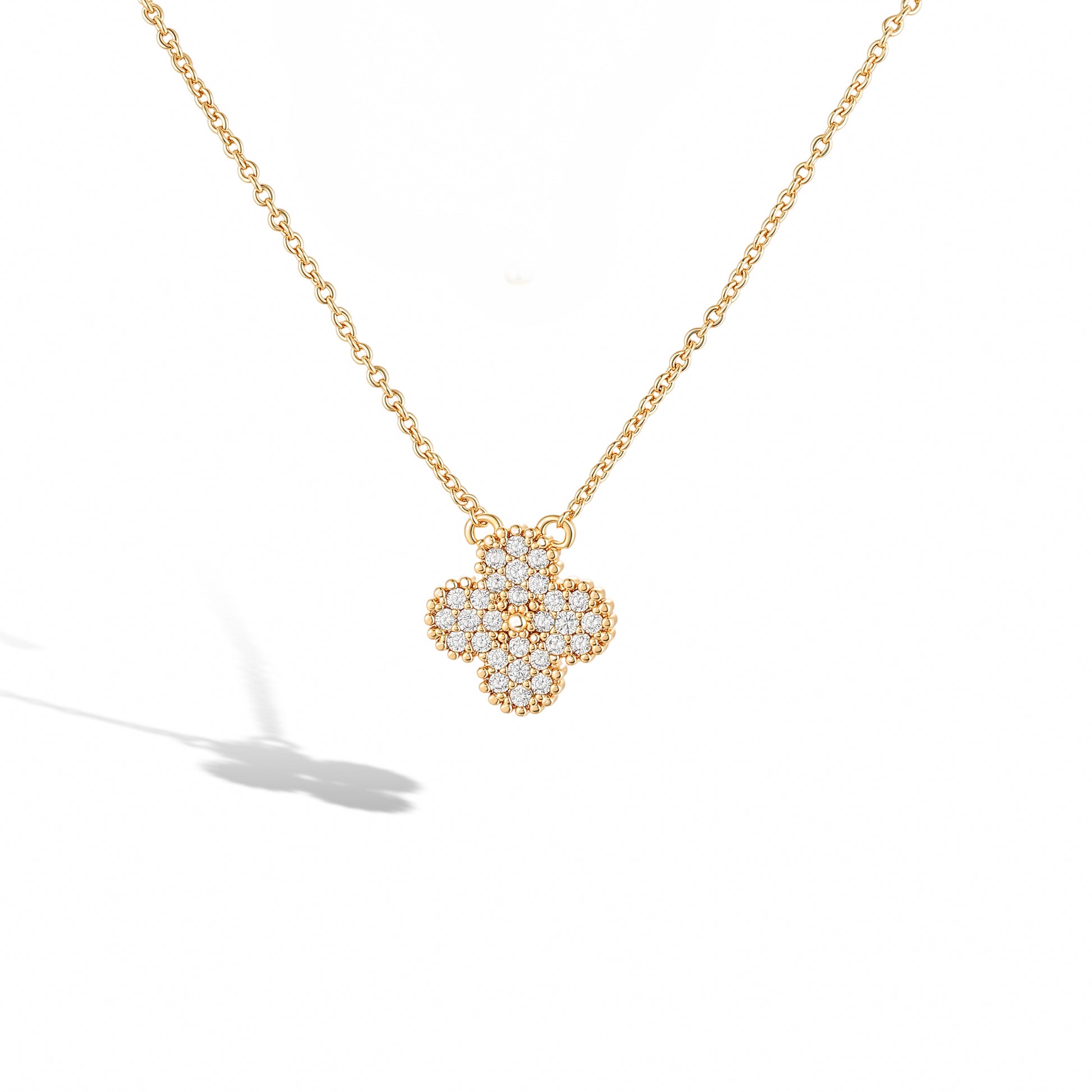 Yasmine 14K Gold Clover Necklace