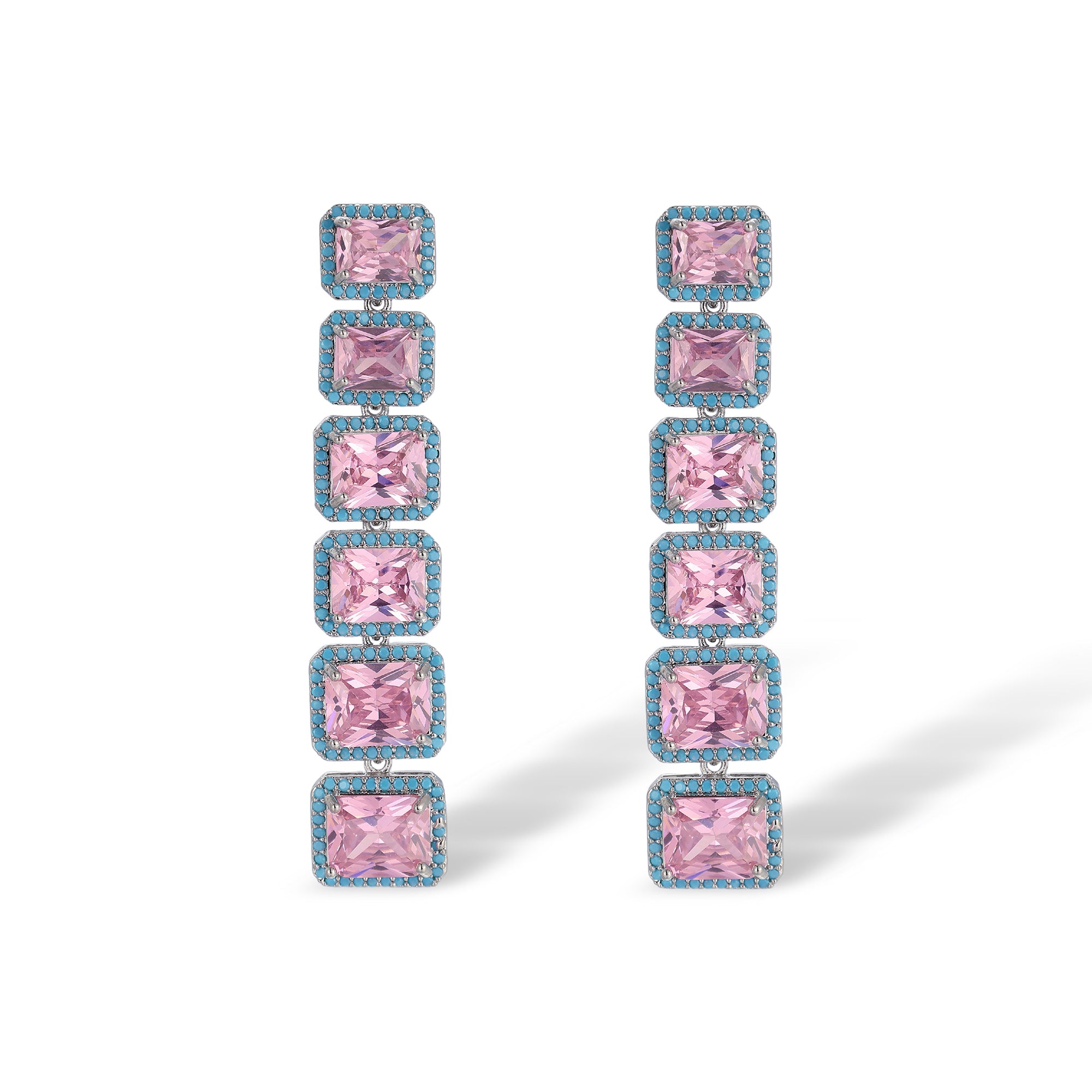 Ylva Pink Square Earrings