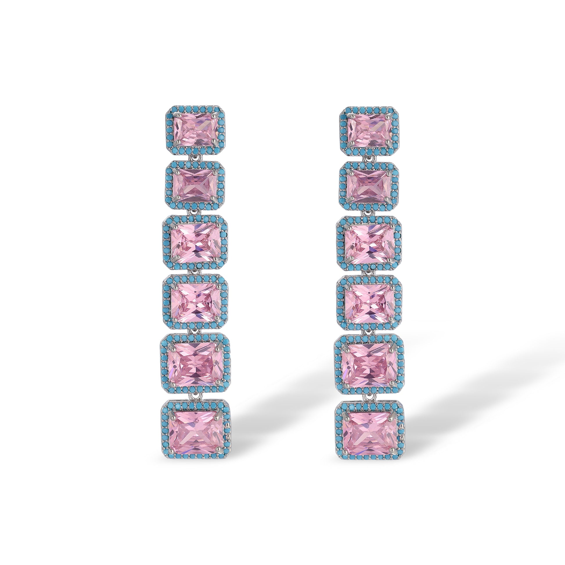 Ylva Pink Square Earrings