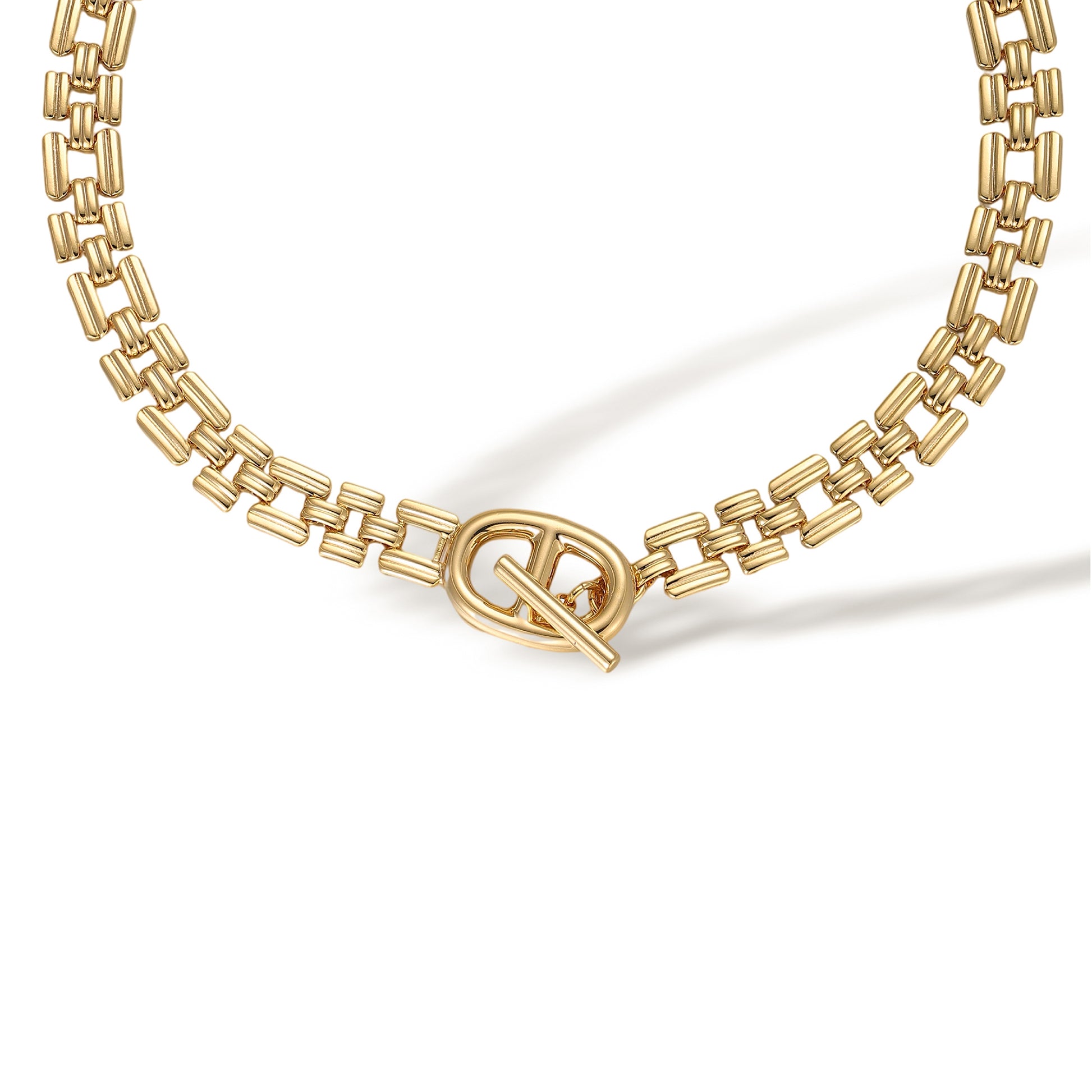 Ylvi 14K Gold Oval Toggle Choker Necklace