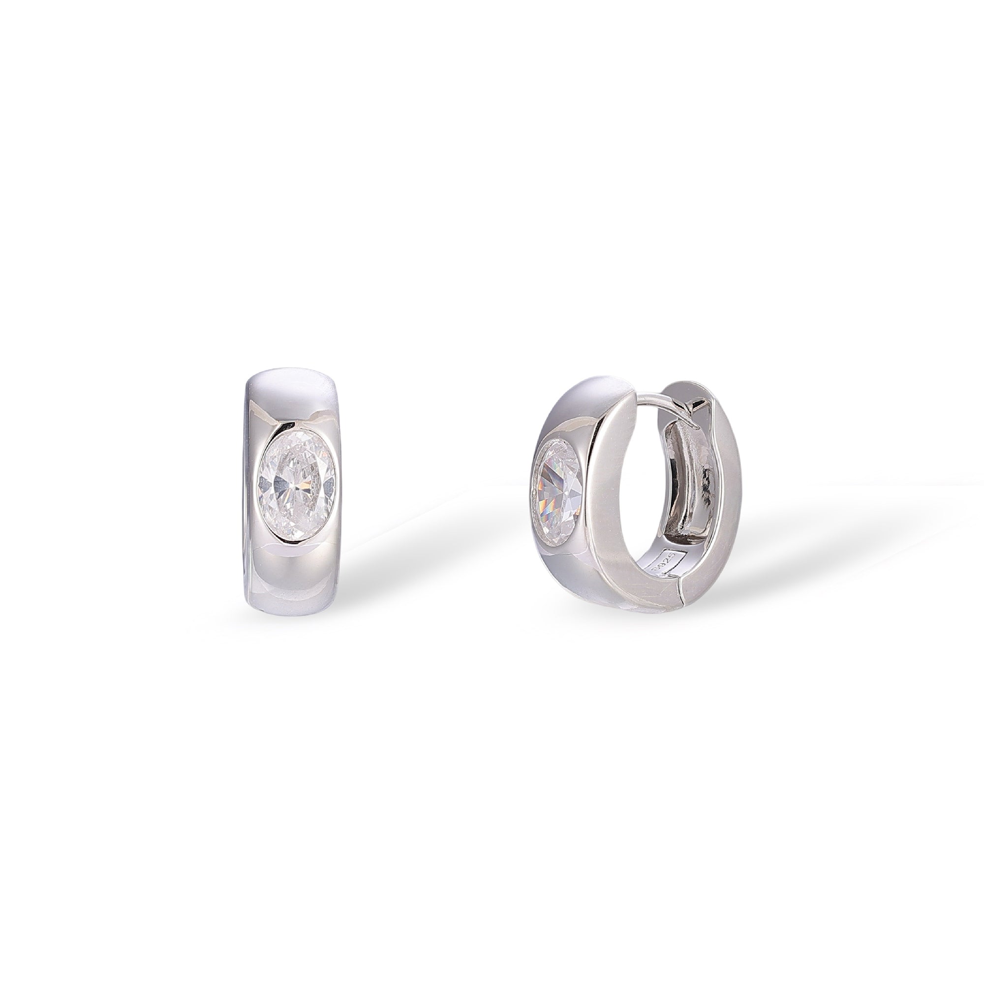 Zindl White Oval Earrings