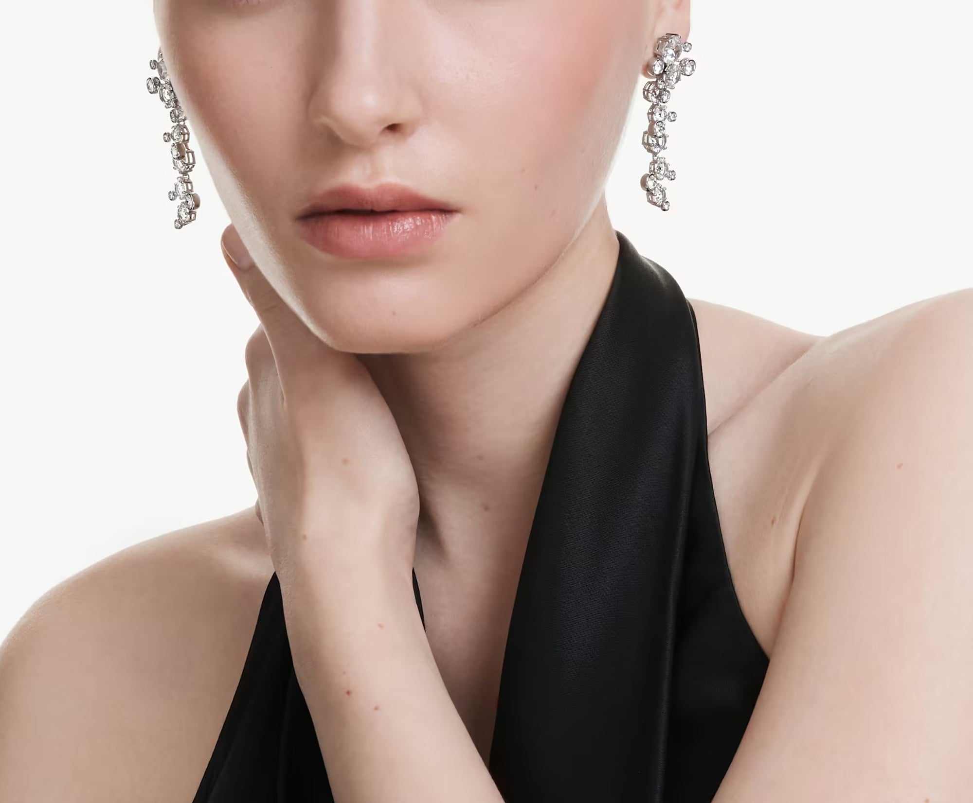 Pamela White Round Drop Earrings